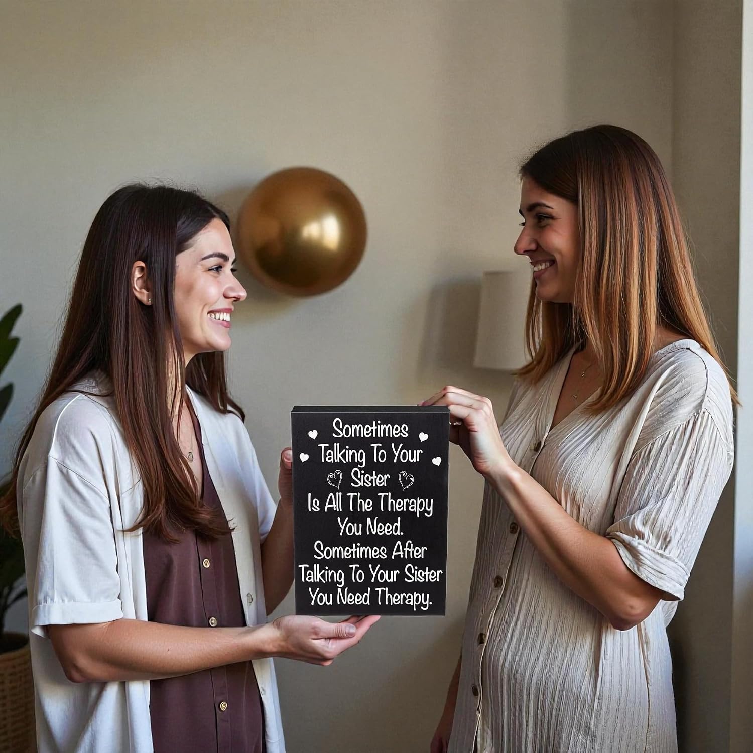 Funny Sister Gifts from Sister for Birthday - Sometimes Talking to Your Sister is Therapy Sign - 6x8 Wooden Plaque - Humor Christmas Gifts for Women