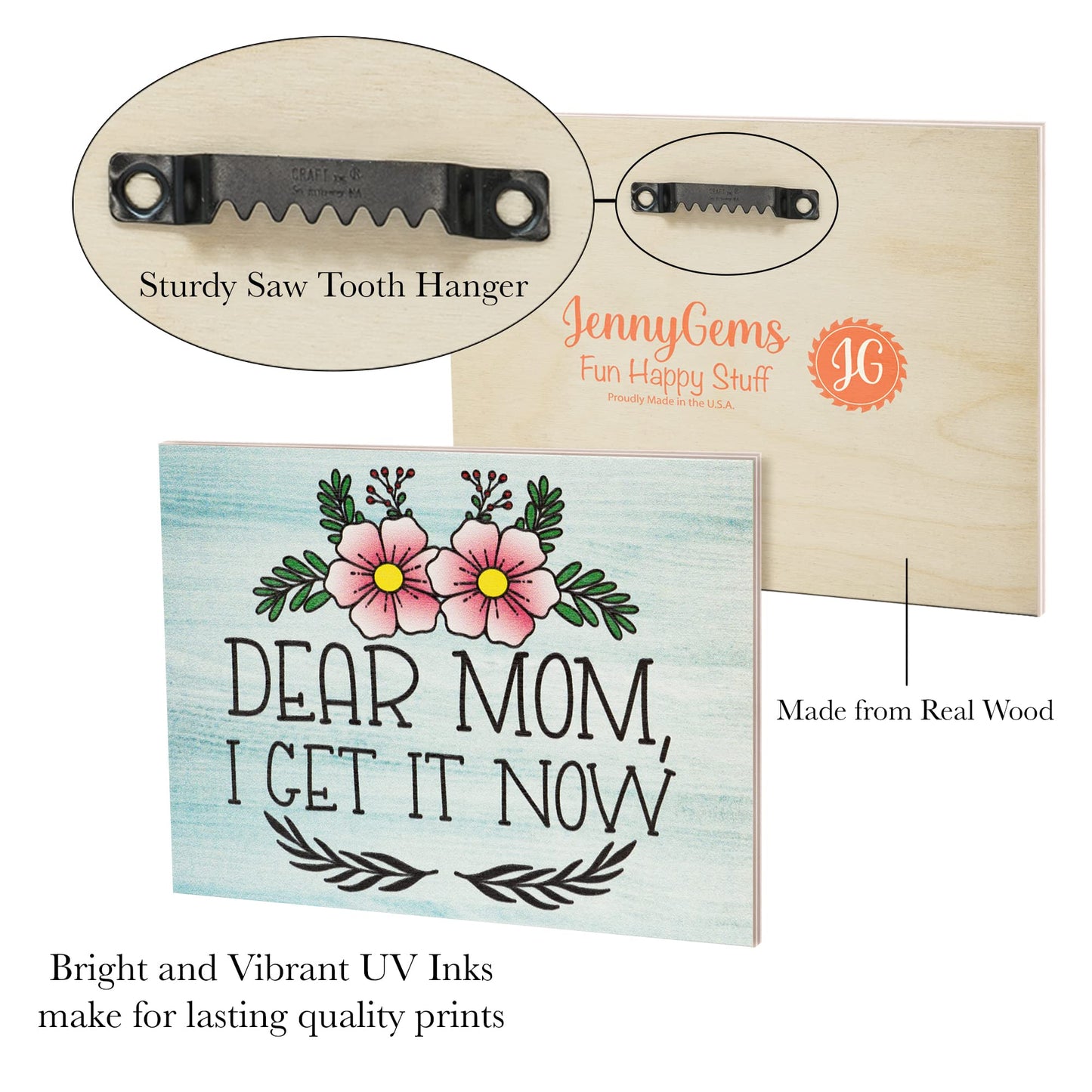 JennyGems Mom Gifts From Daughters, Mothers Day Gifts for Mom, Farmhouse Wall Decor, 7.25 x 6 Wooden Sign, Made in USA