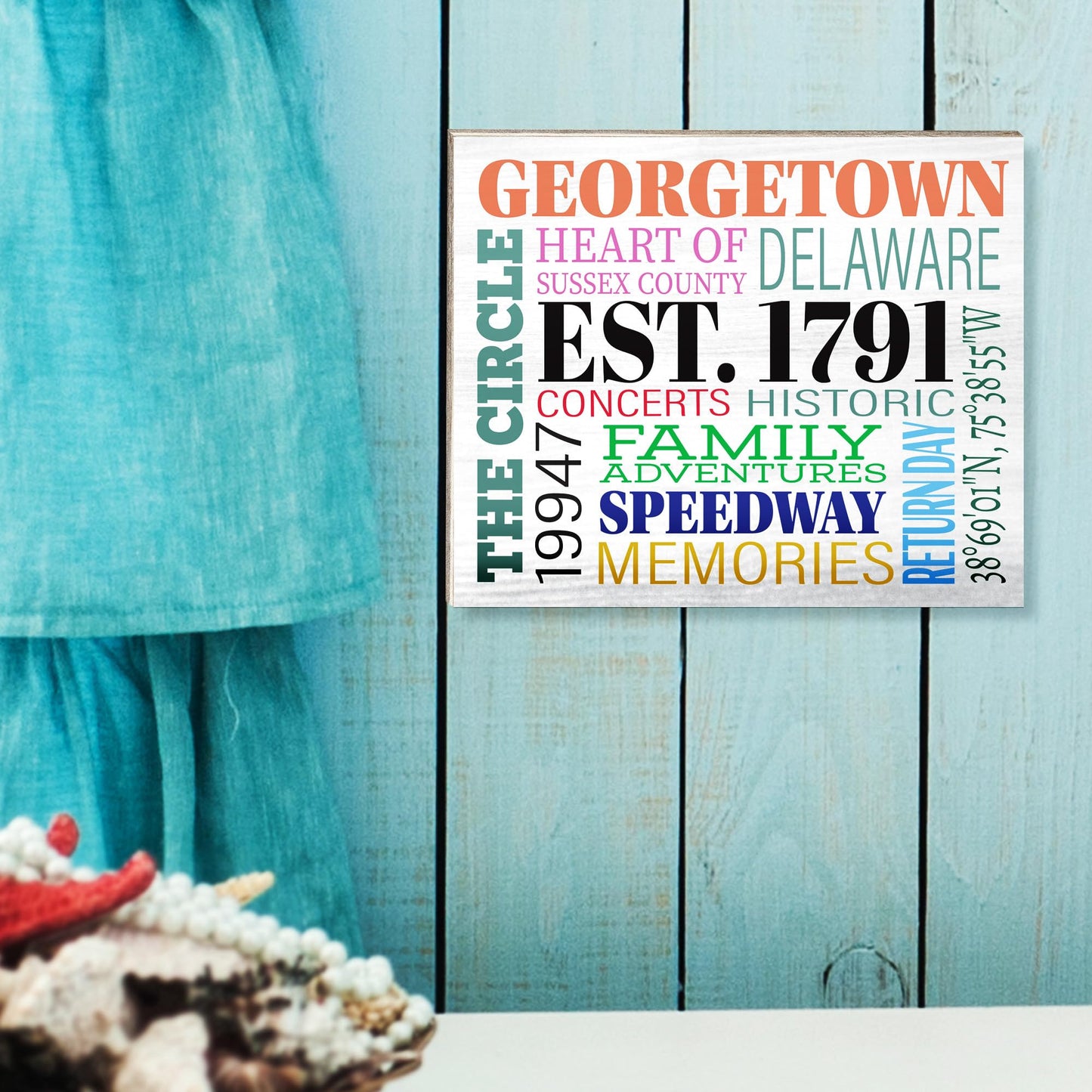JennyGems Georgetown Delaware Gifts, Delaware Souvenirs, Tabletop and Wall Decor, Made in USA