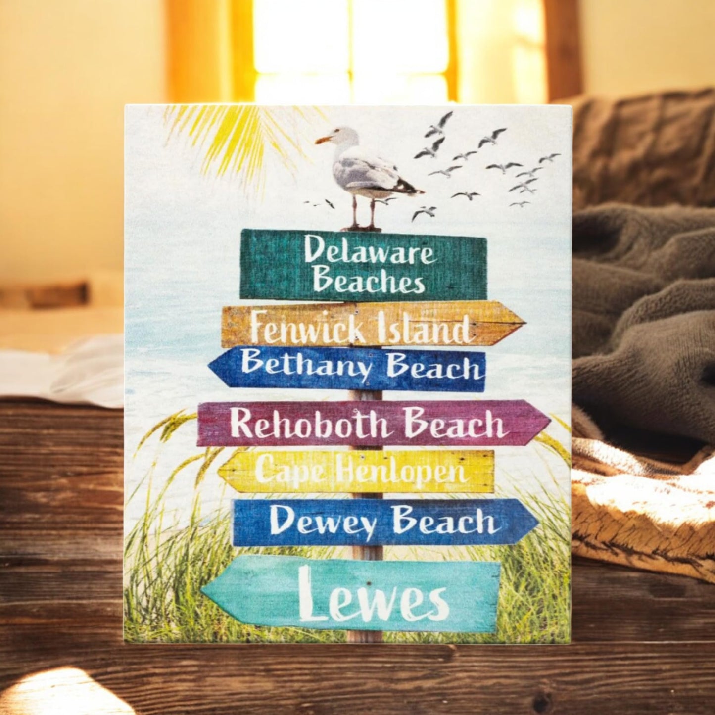 JennyGems Delaware Gifts and Souvenirs, Beach House Decor, Beach Directional Town Sign, Made in USA