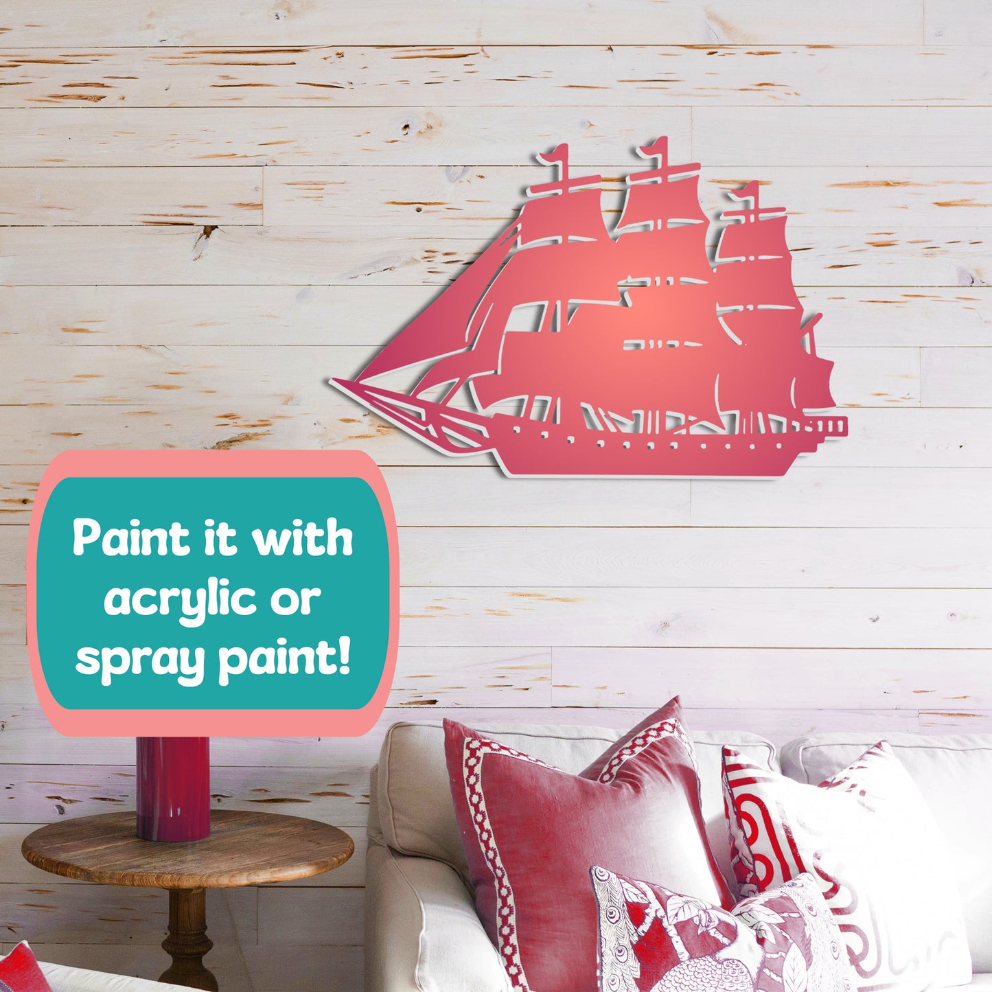 Outdoor PVC Nautical Ship Wall Art, 4 Foot