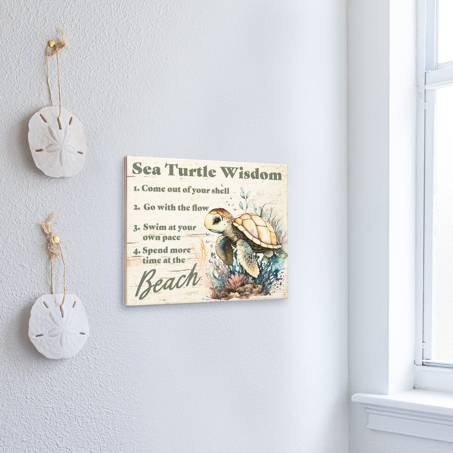 JennyGems Sea Turtle Decor, Ocean Theme Wall Art, Turtle Gifts, Wooden Beach Sign, Made in USA