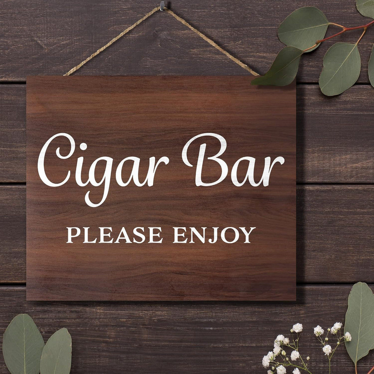 JennyGems Cigar Bar Sign, Wedding Reception Signs, Bar Decorations Party Decor, Brown