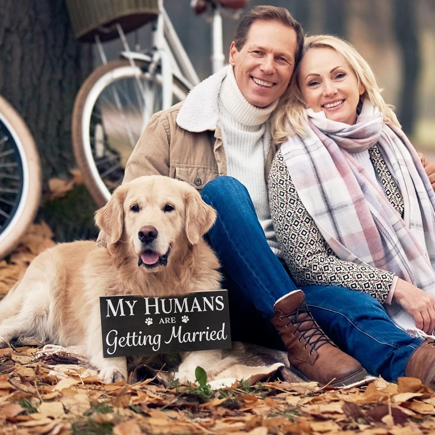 JennyGems Engagement Gift, My Humans Are Getting Married Dog Sign, Wedding Photo Prop, Engagement Announcement, Save the Date, Black