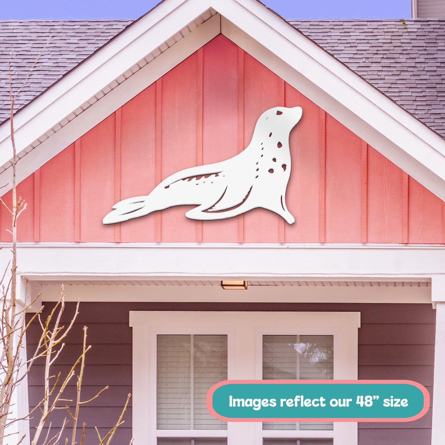 Outdoor Seal Wall Decor, PVC Coastal Seal Decoration for Beach House & Ocean Art, Nautical Marine Animal Sign, Exterior Home Decor