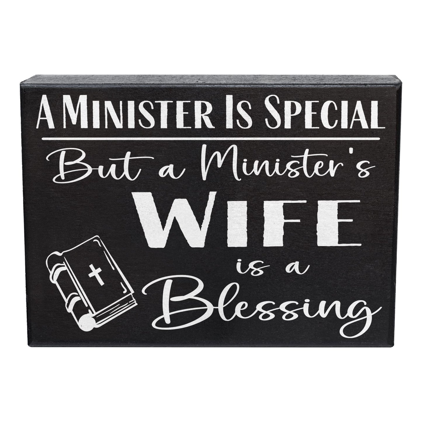JennyGems Minister's Wife Appreciation Gifts, A Ministers Wife is a Blessing Wooden Sign, Shelf Decor and Wall Hanging, Made in USA