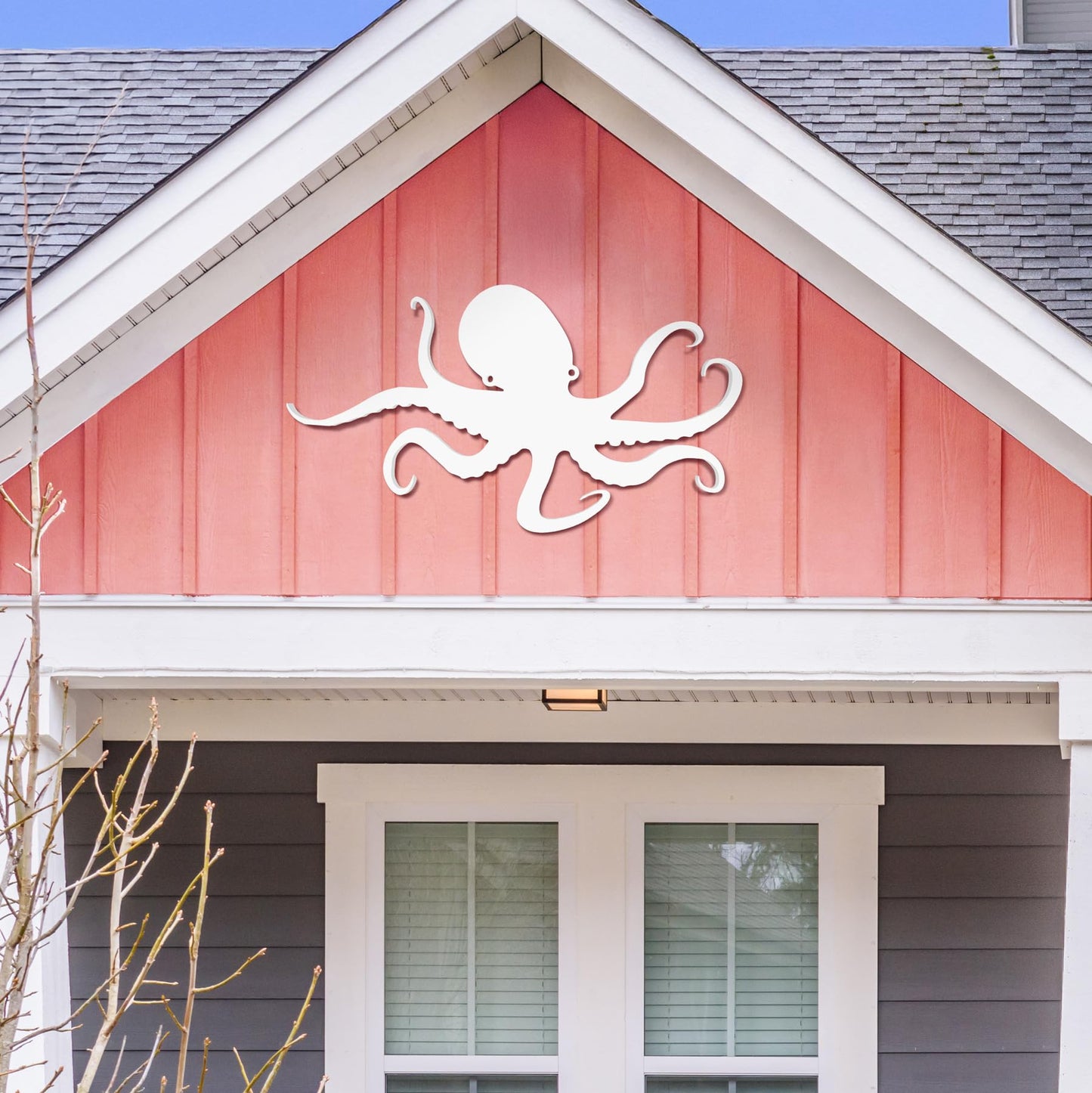 Outdoor Octopus Wall Art – PVC Coastal Beach House Decoration – Octopus Sign – Weatherproof Nautical Wall Hanging – Ocean-Inspired Home Decor