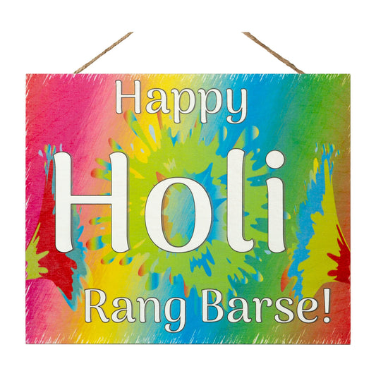 JennyGems Happy Holi Rang Barse Wooden Signs, Holi Decorations Party Supplies