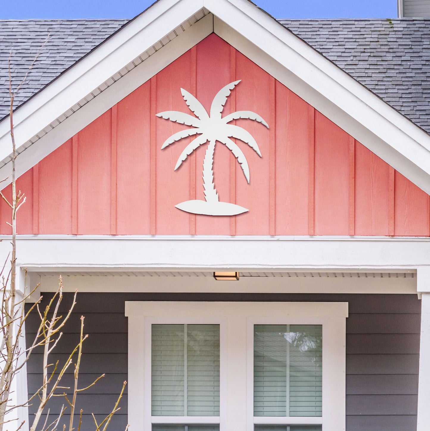 Outdoor Palm Tree Wall Art Beach House Decor – Tropical Palm Tree Sign – Weatherproof PVC Coastal Wall Hanging for Porch Patio or Poolside
