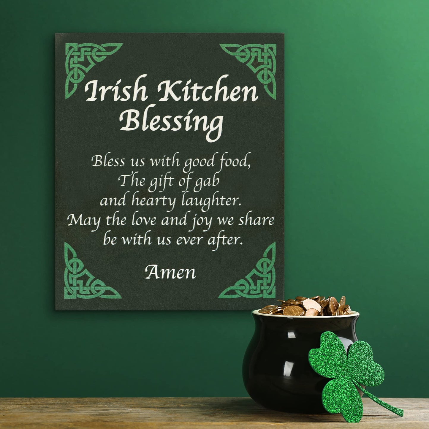 JennyGems St Patricks Day Decor, St Patricks Day Wooden Sign, Irish Decorations for Home, 7.25 x 6 Hanging Wood Sign