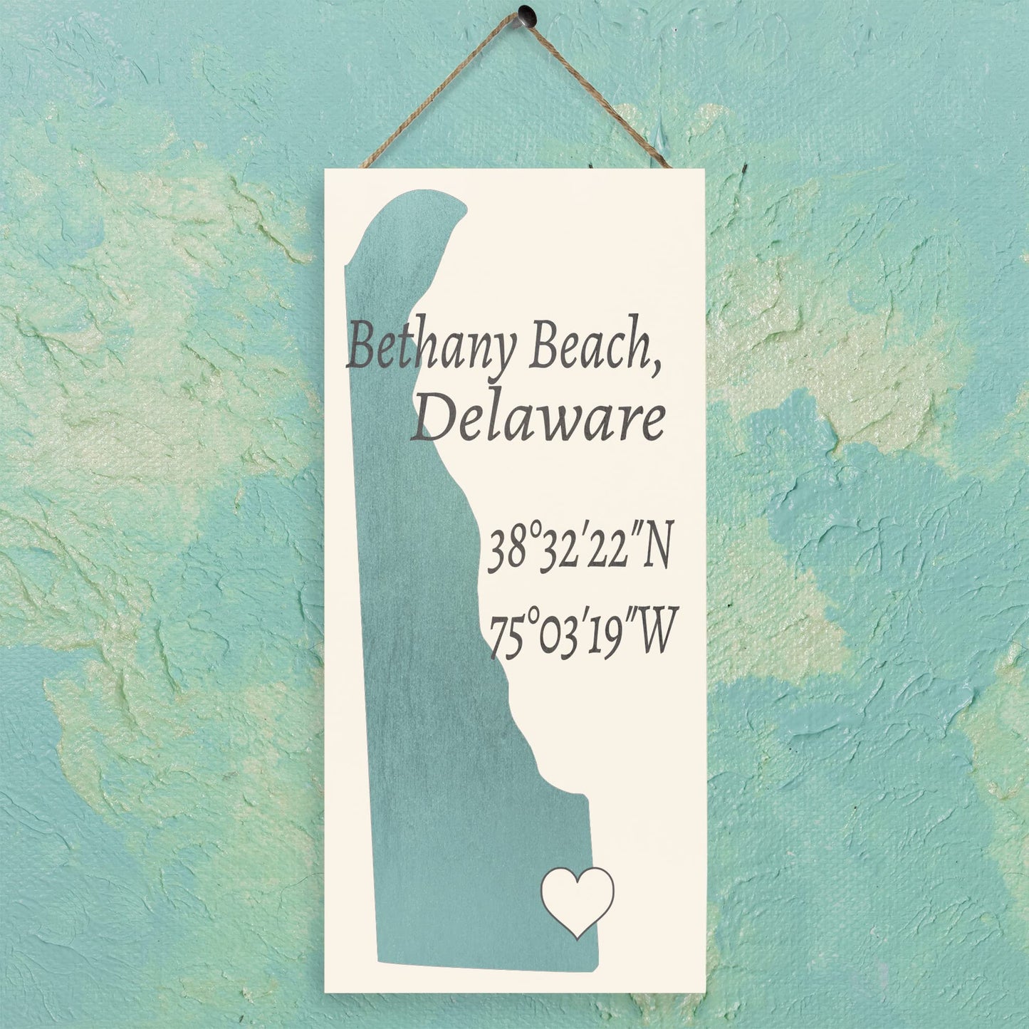 JennyGems Bethany Beach, Delaware Nautical Wood Sign, 6x13 Inches, Delaware Gifts, Made in USA