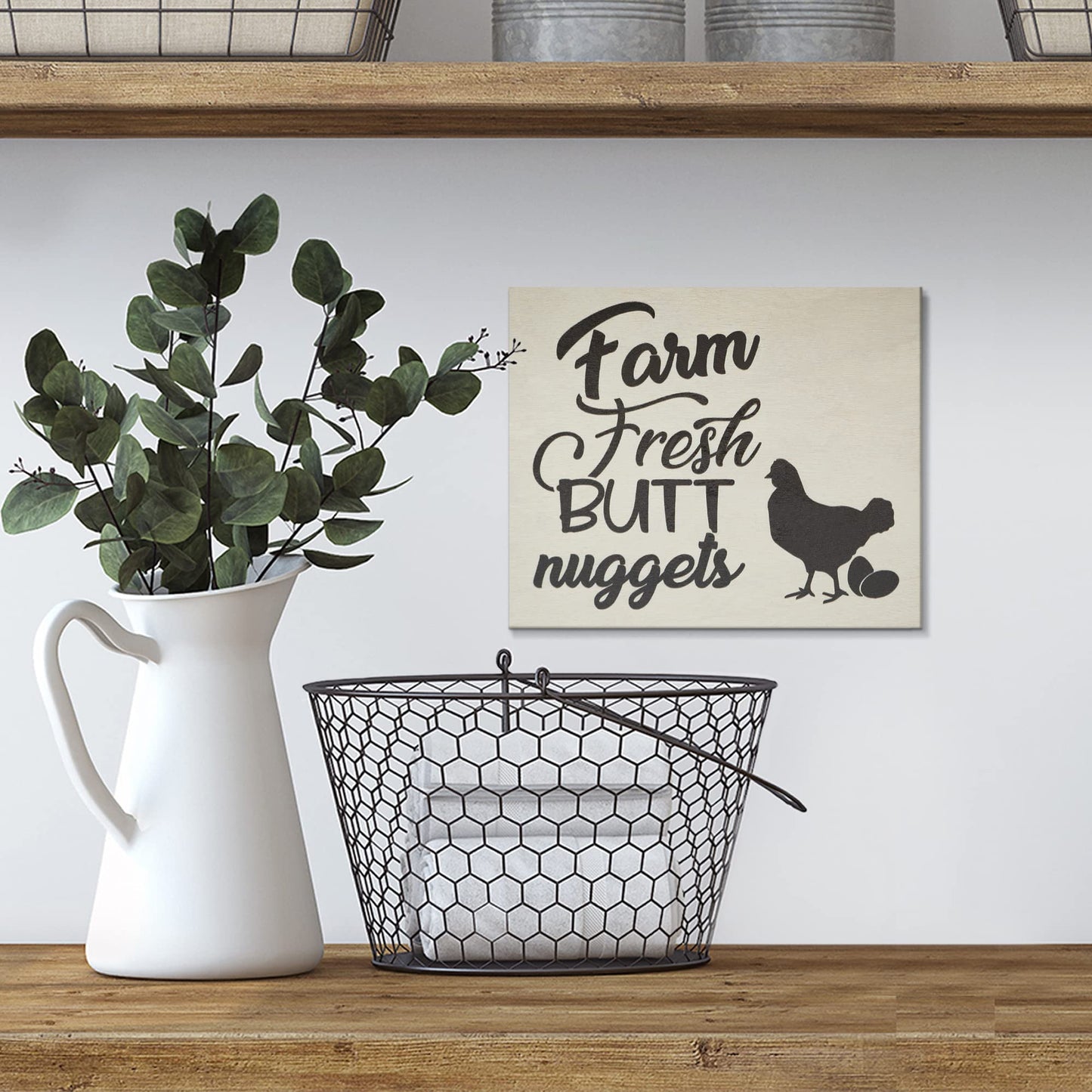 Funny Farm Fresh Nuggets Wooden Coop Sign