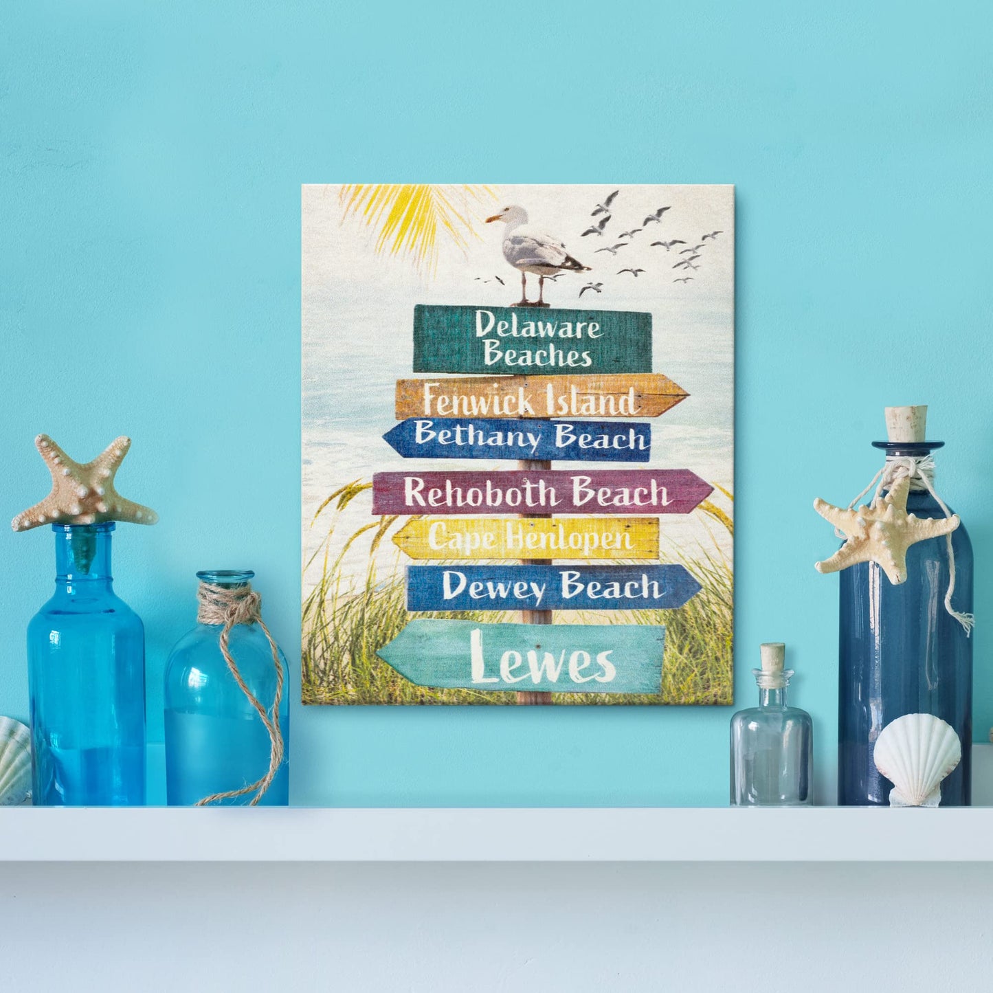 JennyGems Delaware Gifts and Souvenirs, Beach House Decor, Beach Directional Town Sign, Made in USA