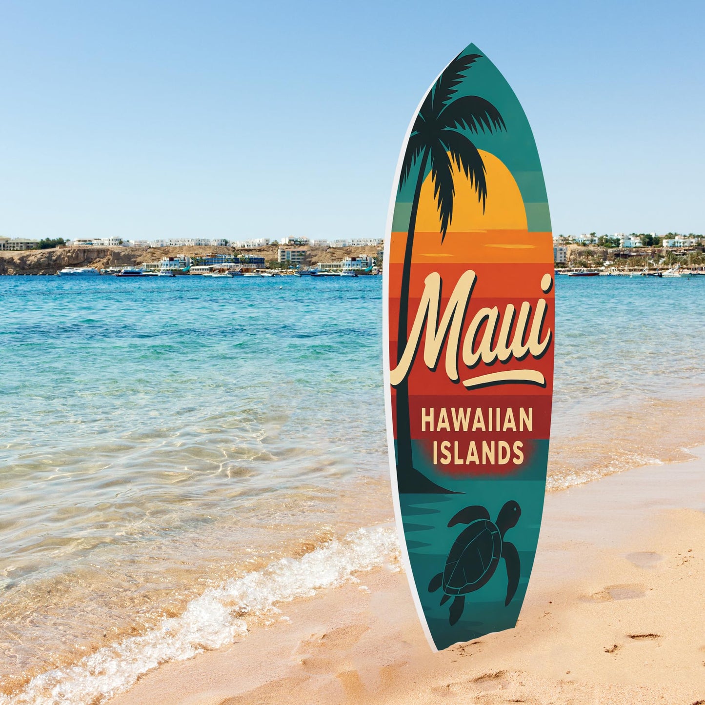Maui Hawaiian Islands Surfboard Wall Art
