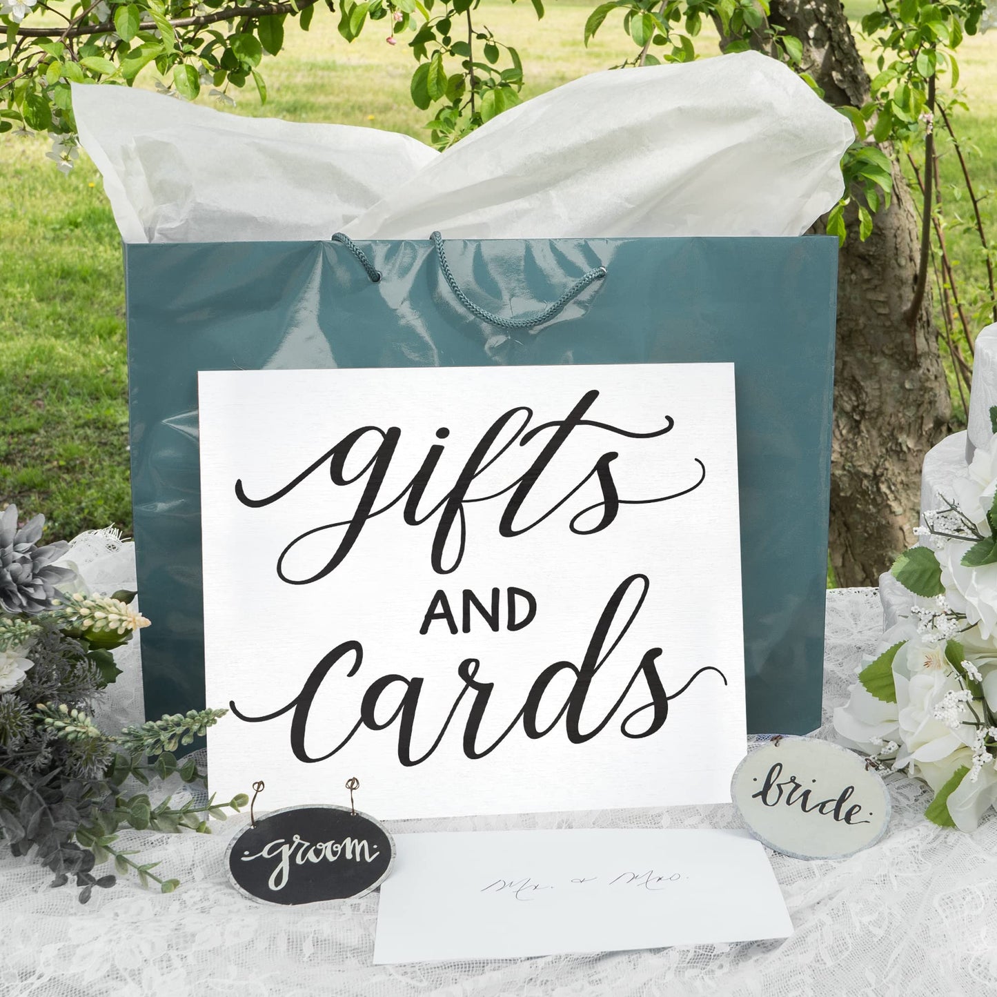 JennyGems Gifts and Cards Wedding Sign, Wedding Table Decor, 12x10 Inch Wood Sign, Birthday, Engagement, Bridal Shower Party Decor