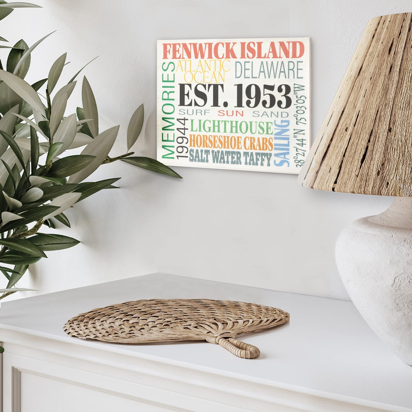 JennyGems Fenwick Island Town Memories Wooden Sign, Delaware Gifts, Made in USA