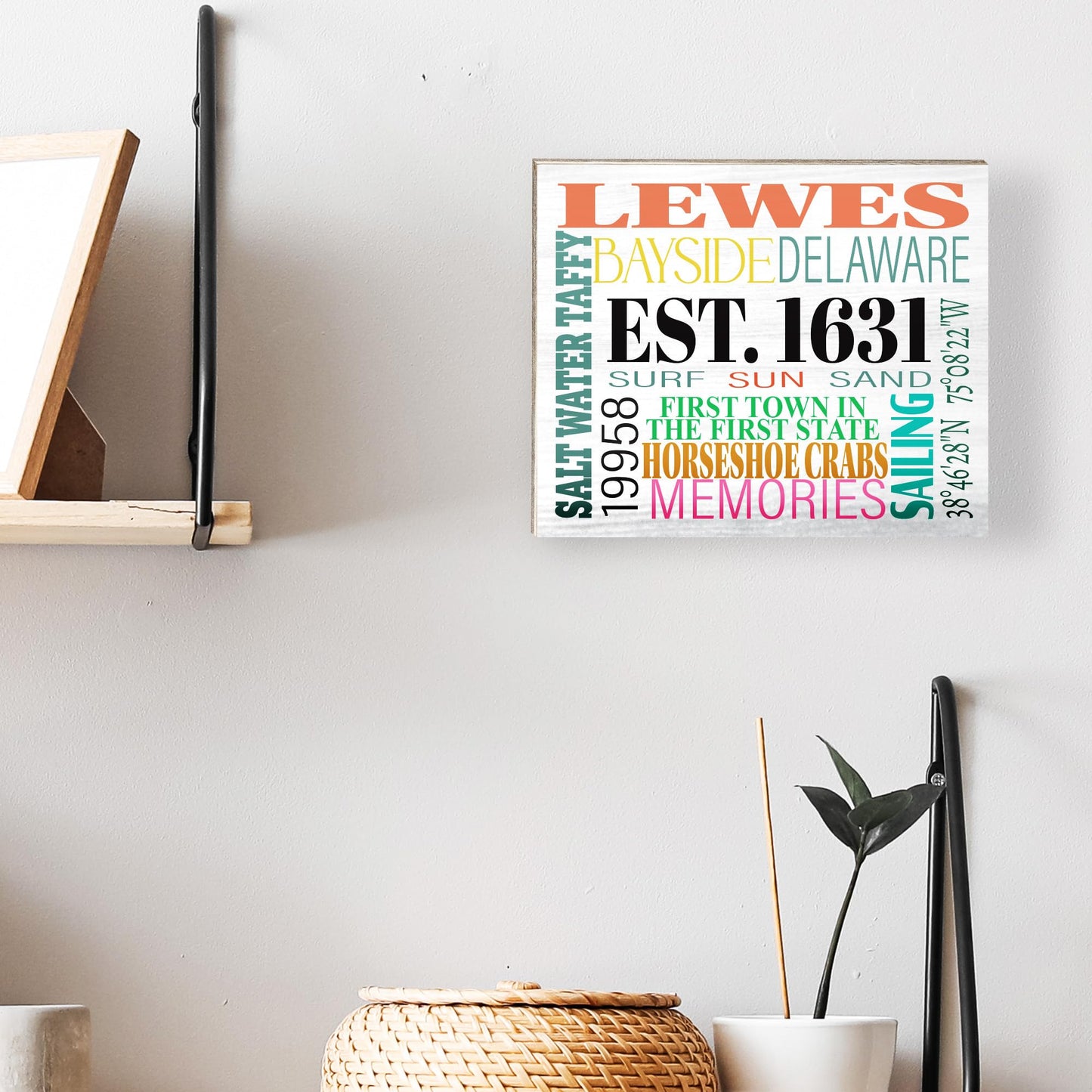 JennyGems Lewes Delaware Souvenirs, Lewes Town Memories Wooden Sign, Delaware Decor, Made in USA