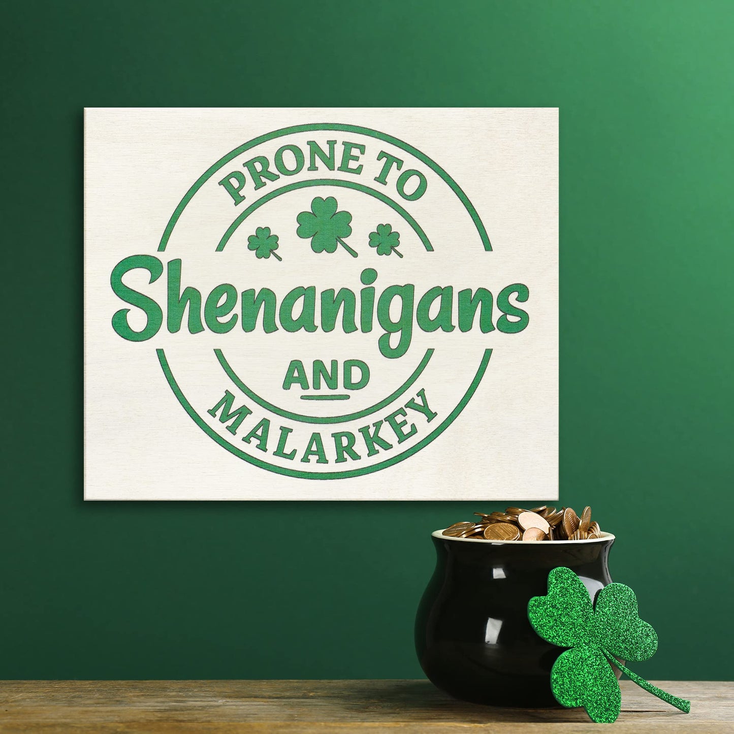 JennyGems St Patricks Day Decor, St Patricks Day Wooden Sign, Irish Decorations for Home, 7.25 x 6 Hanging Wood Sign