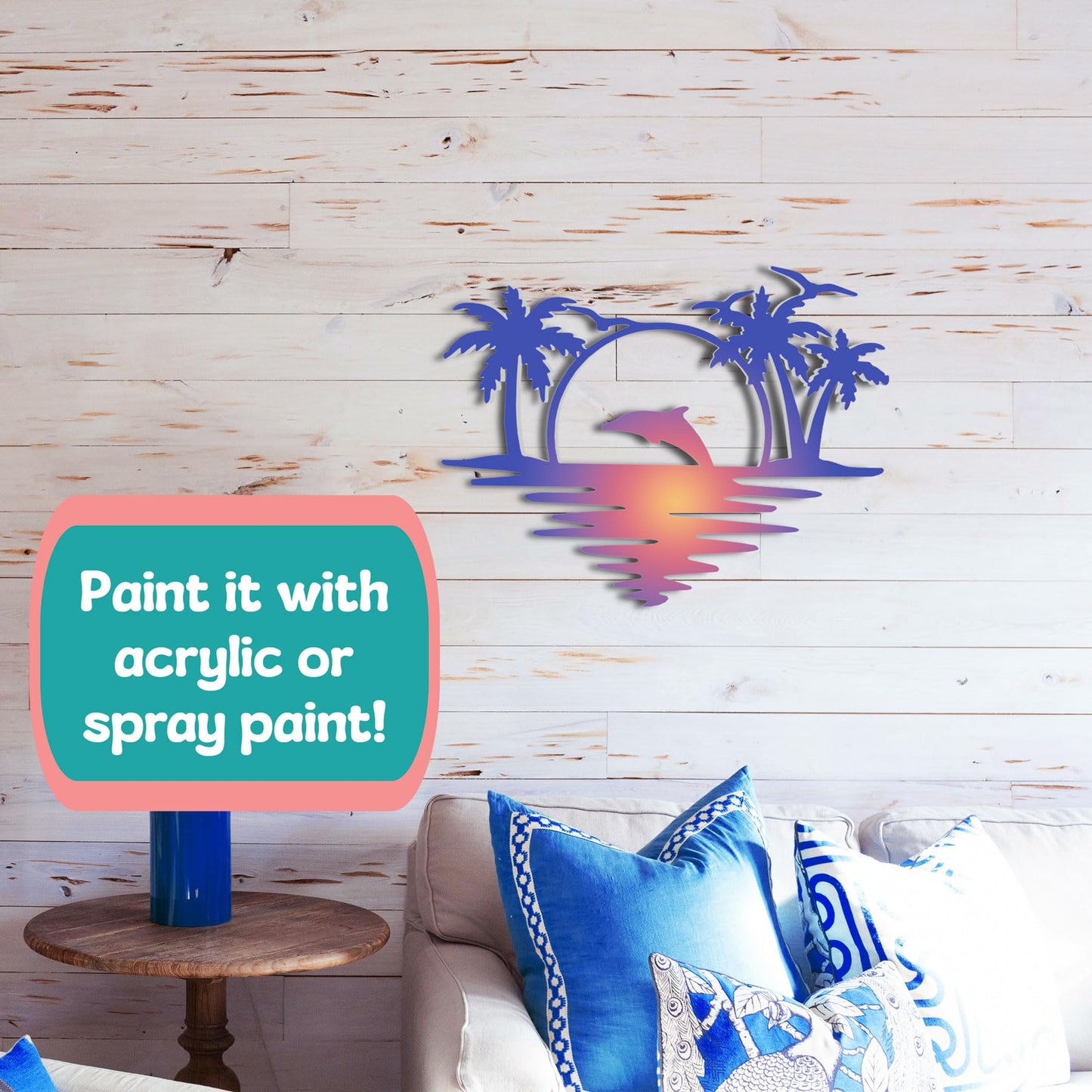 Indoor Outdoor Dolphin Wall Art, Coastal Wall Decor for Beach House, White PVC Dolphin Sign