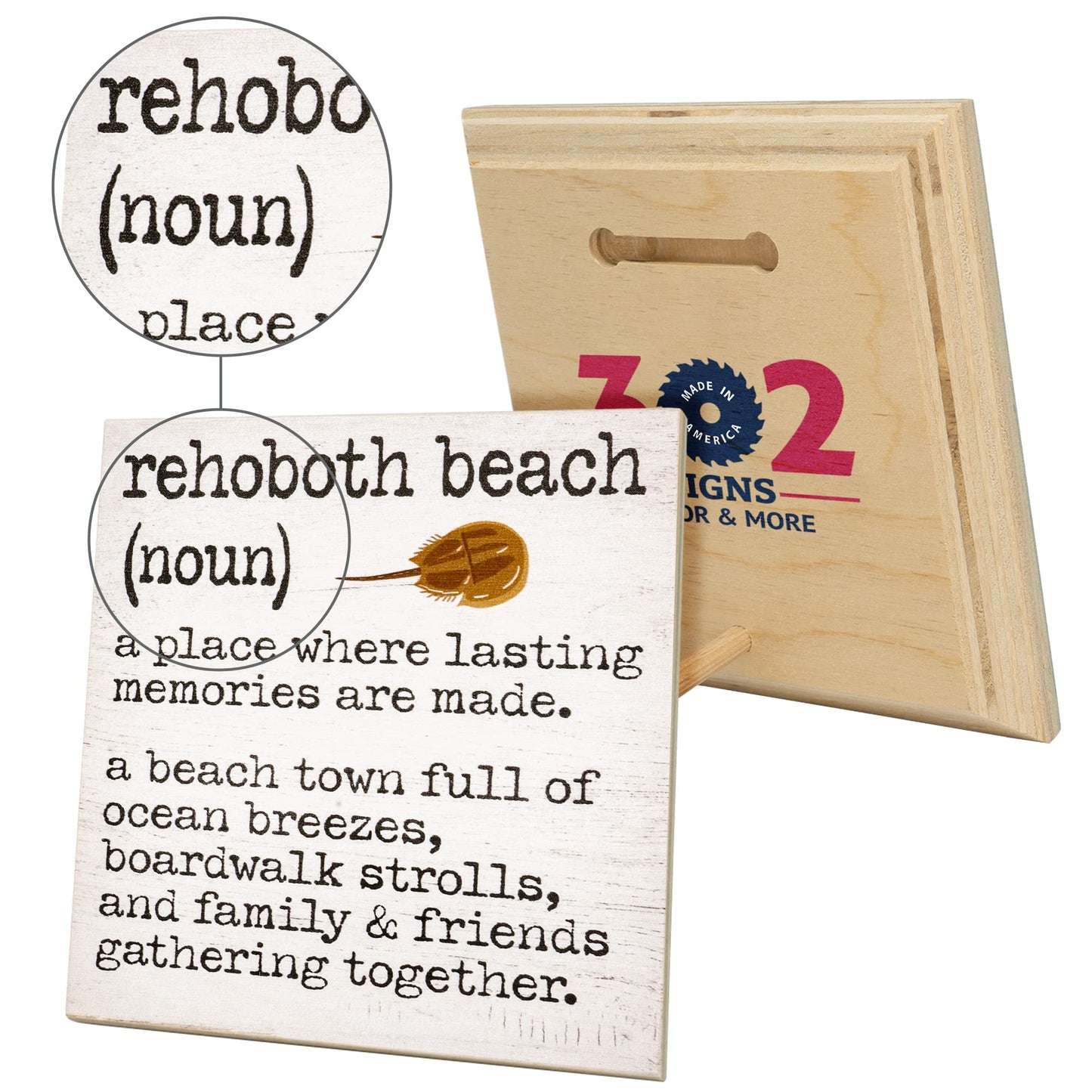 JennyGems Rehoboth Beach Delaware Souvenirs, Rehoboth Beach Definition Wooden Sign, Delaware Decor