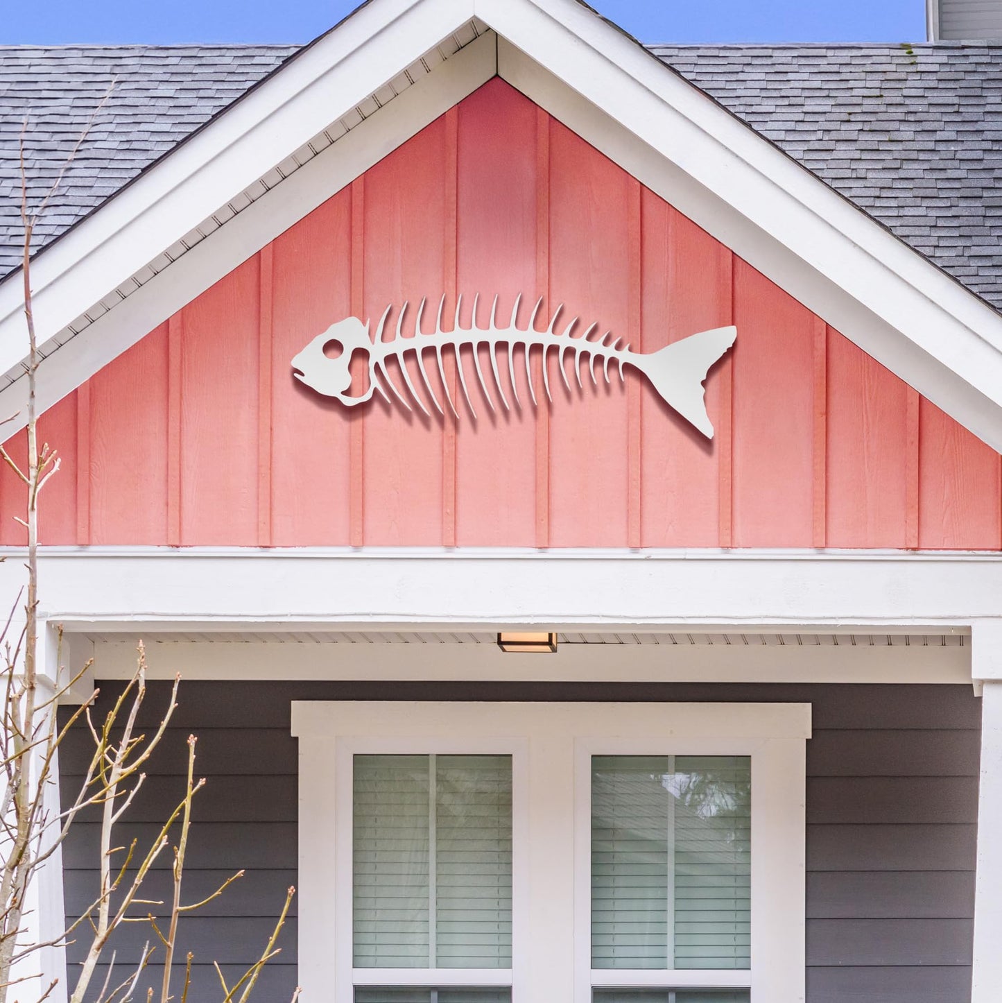 Outdoor Bonefish Wall Art – PVC Nautical Fish Decoration for Coastal Beach House, Pool Area, Fence and Shed – Weatherproof & Paintable