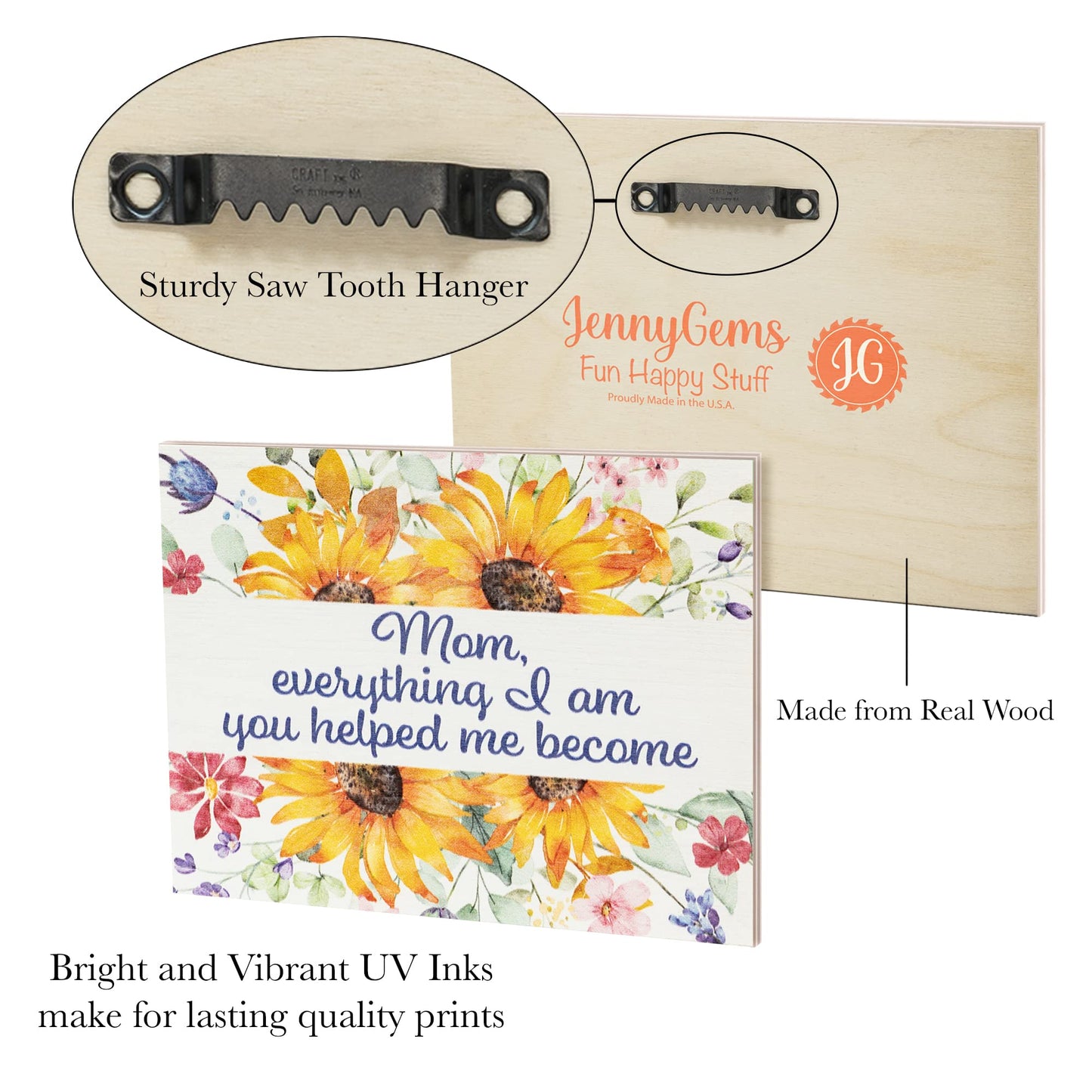 JennyGems Mom Gifts From Daughters, Mothers Day Gifts for Mom, Farmhouse Wall Decor, 7.25 x 6 Wooden Sign, Made in USA