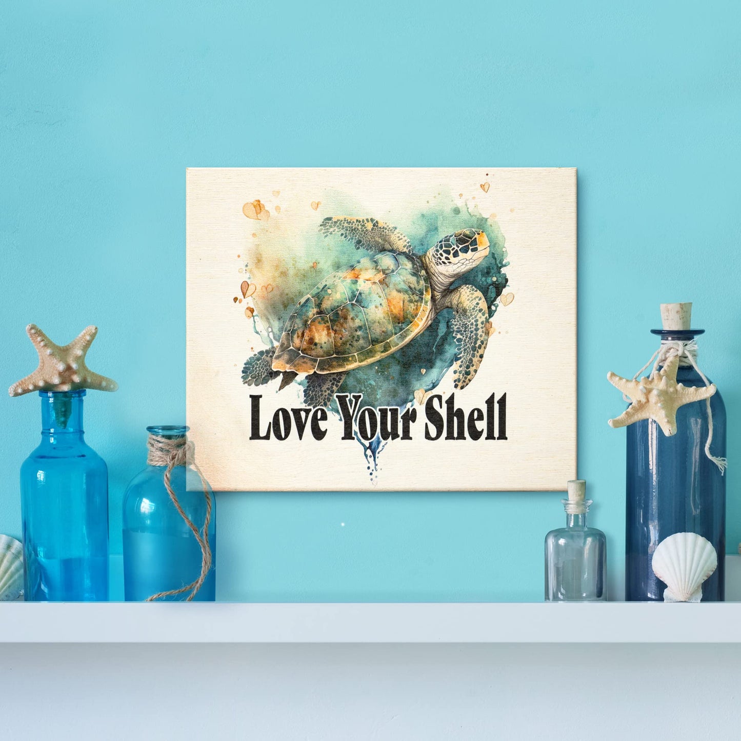 JennyGems Sea Turtle Decor, Ocean Theme Wall Art, Turtle Gifts, Wooden Beach Sign, Made in USA