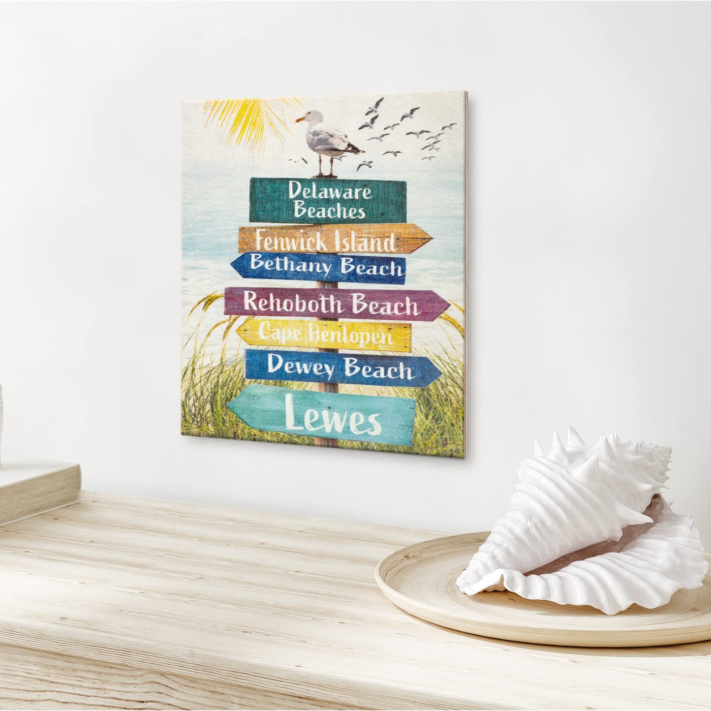 JennyGems Delaware Gifts and Souvenirs, Beach House Decor, Beach Directional Town Sign, Made in USA
