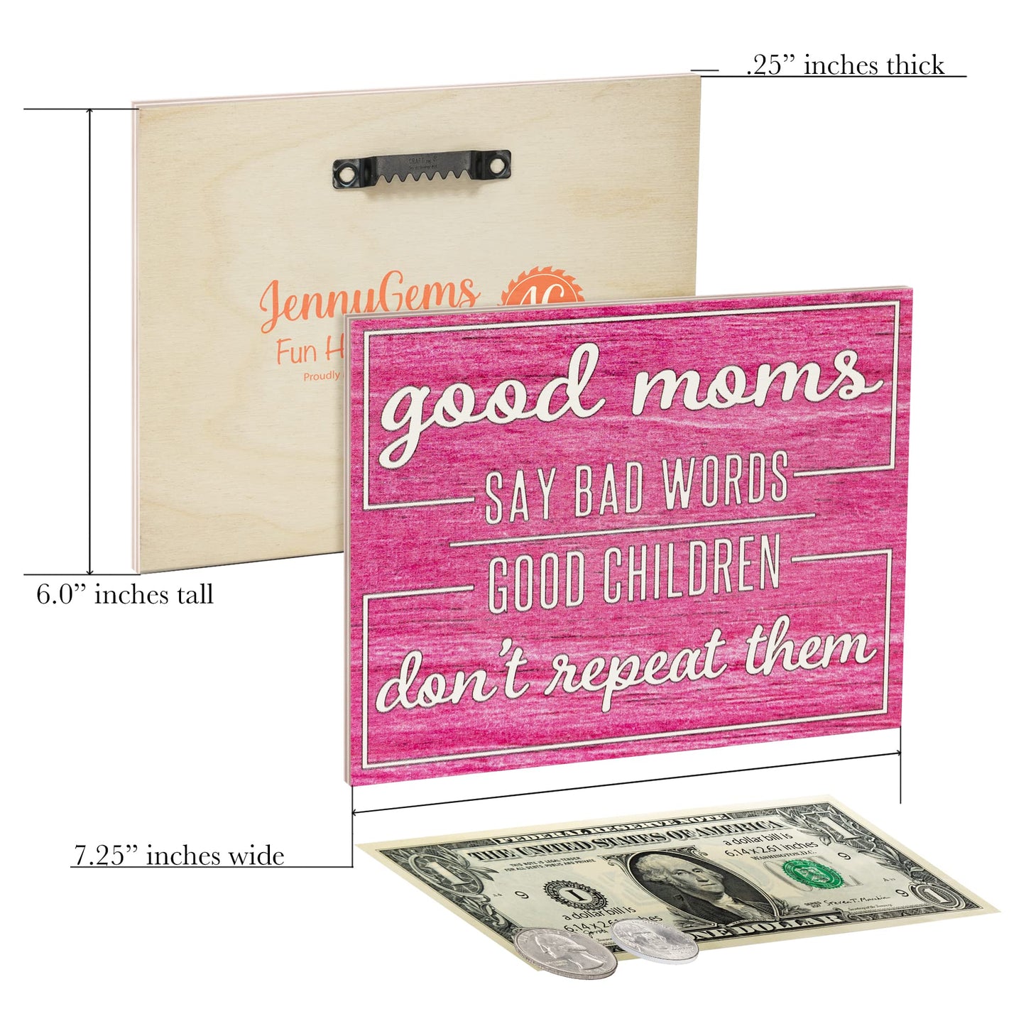 JennyGems Mom Gifts From Daughters, Mothers Day Gifts for Mom, Farmhouse Wall Decor, 7.25 x 6 Wooden Sign, Made in USA