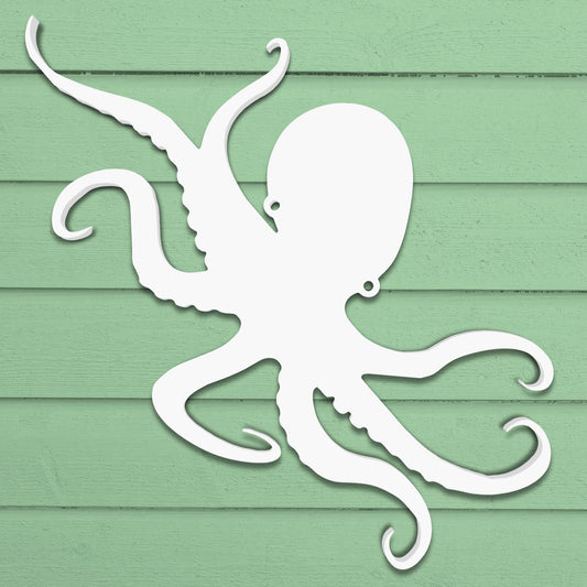 Outdoor Octopus Wall Art – PVC Coastal Beach House Decoration – Octopus Sign – Weatherproof Nautical Wall Hanging – Ocean-Inspired Home Decor