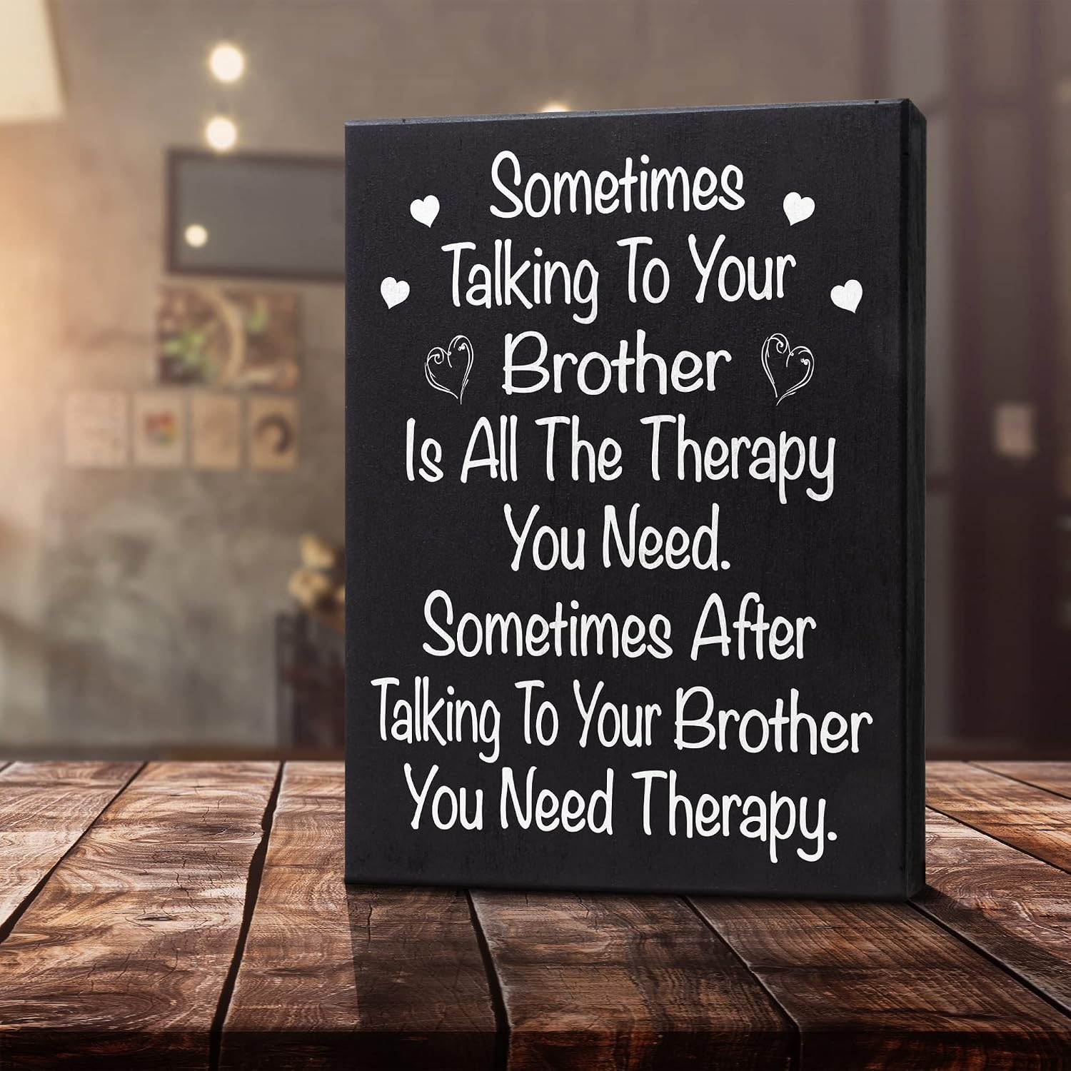 JennyGems Funny Brother Gift, Sometimes Talking to Your Brother Is the Only Therapy You Need Wooden Sign - Wall and Shelf Decor