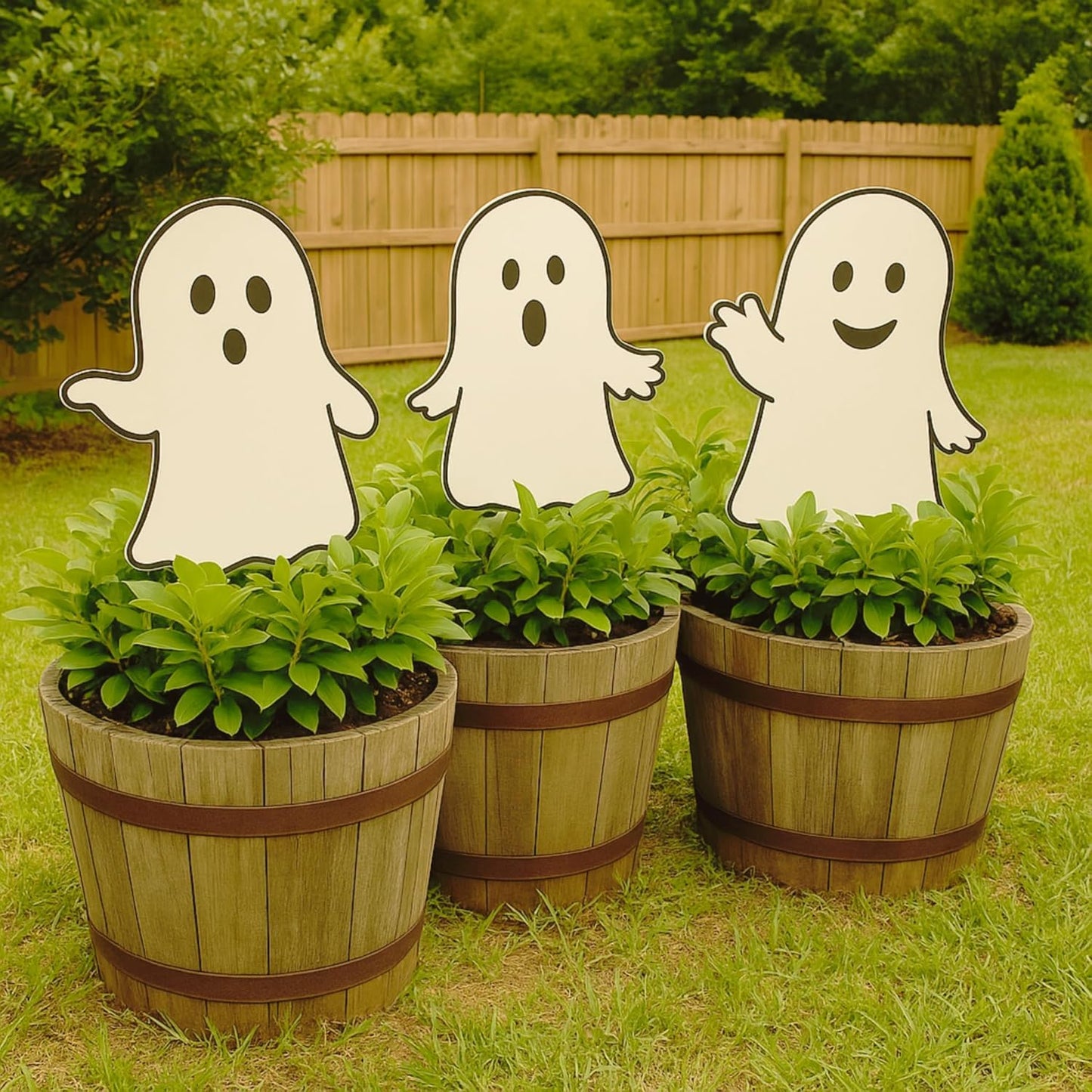 Halloween Ghost Yard Signs Set of 3 - Outdoor PVC Halloween Decorations with Stakes – Fun Yard Décor