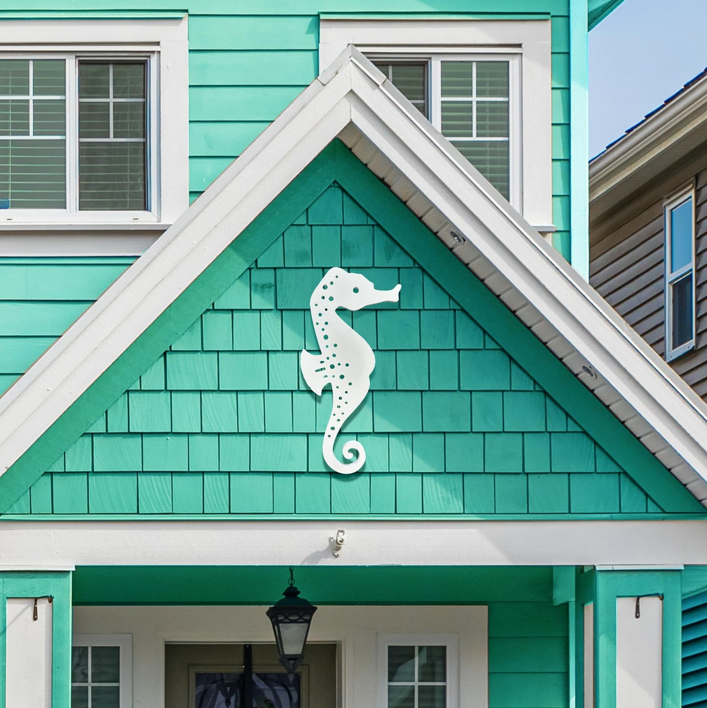 Outdoor Seahorse Wall Art – Coastal Beach House Nautical Sign – Weatherproof PVC Seahorse Decoration – Ocean Themed Marine Art