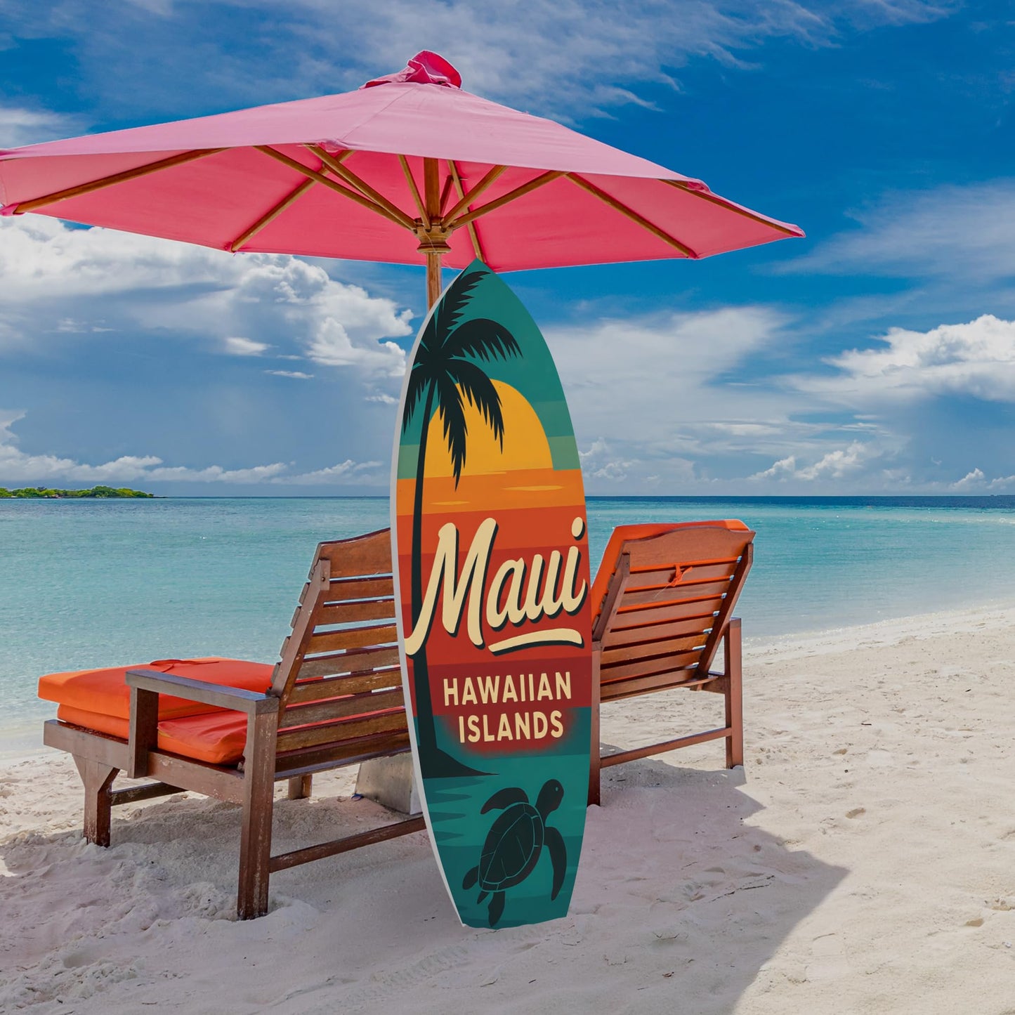 Maui Hawaiian Islands Surfboard Wall Art