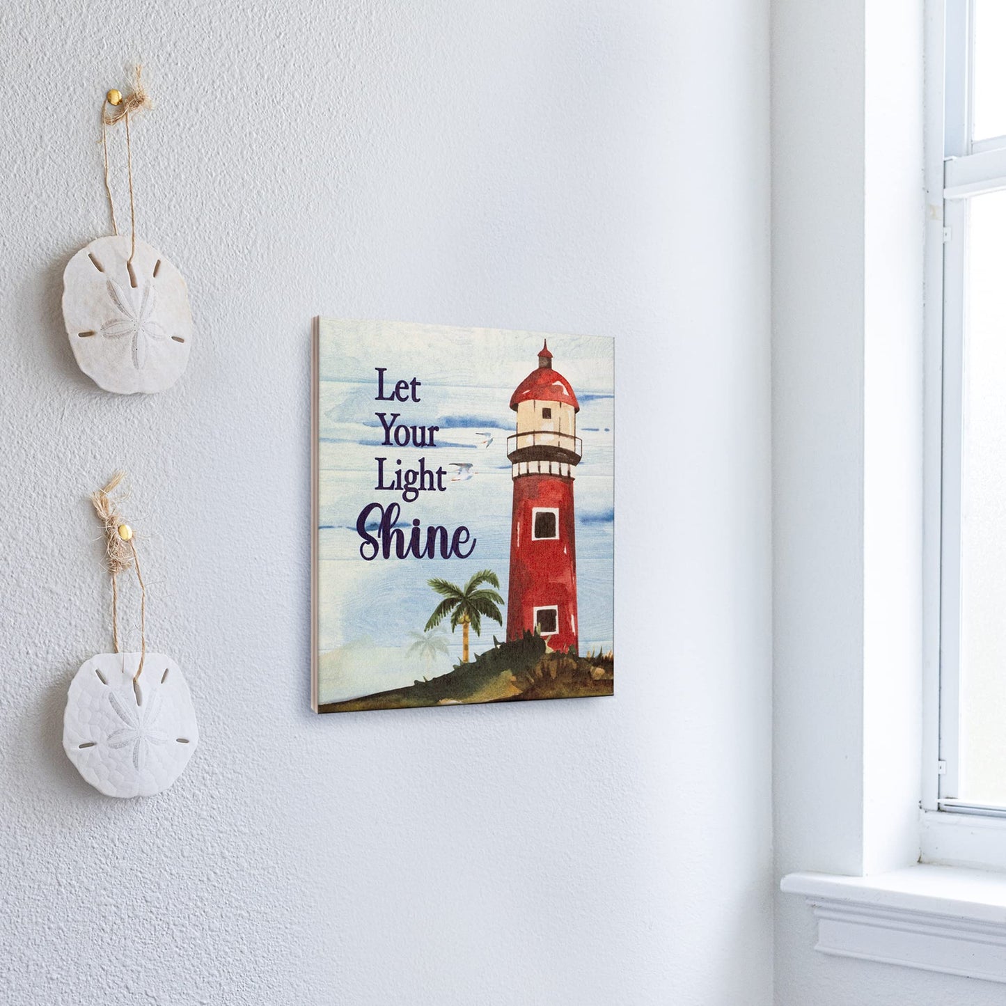 JennyGems Let Your Light Shine Wooden Sign, Lighthouse Decor, Coastal Decoration, Beach House Sign, Made in USA