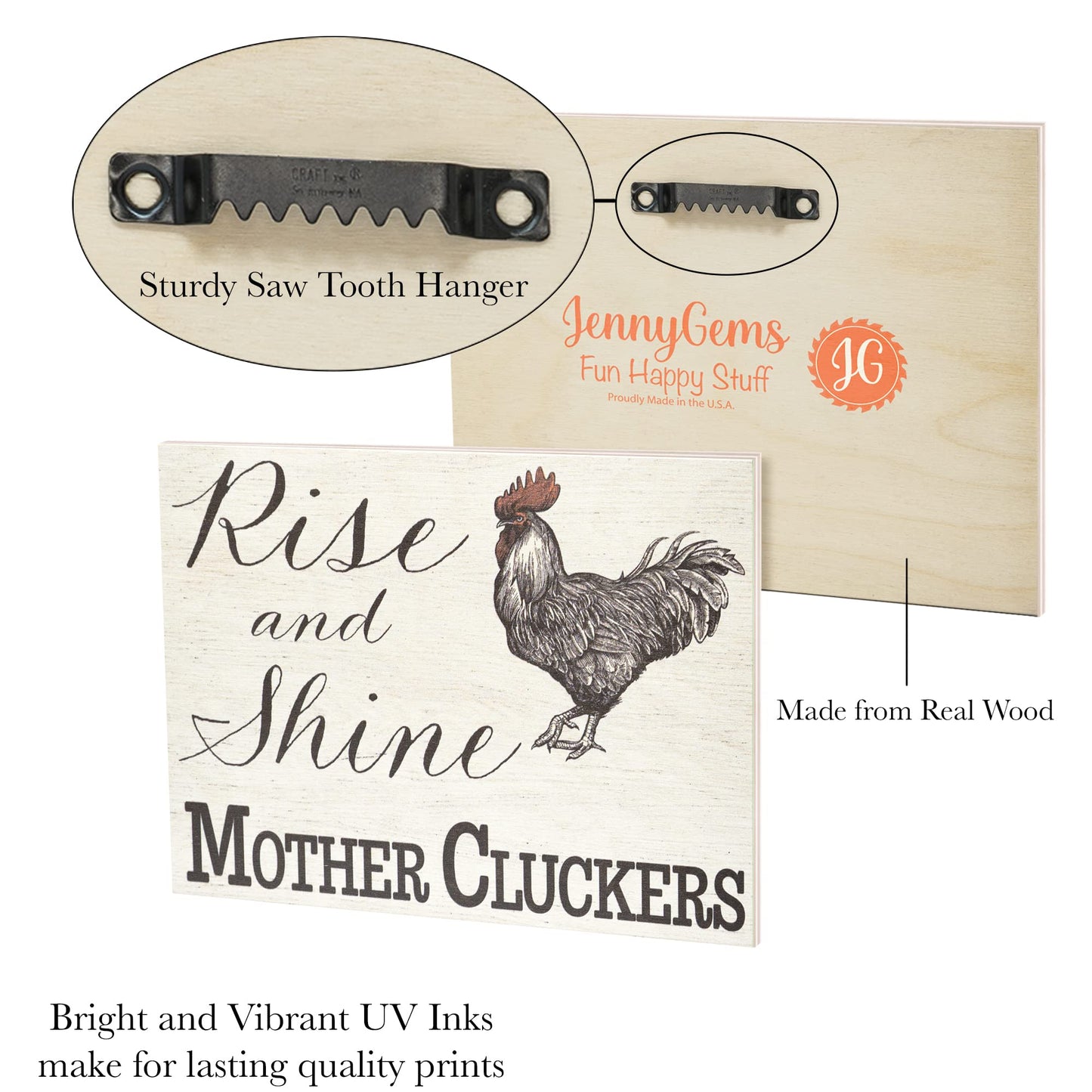 Funny Rise And Shine Mother Cluckers Wood Sign