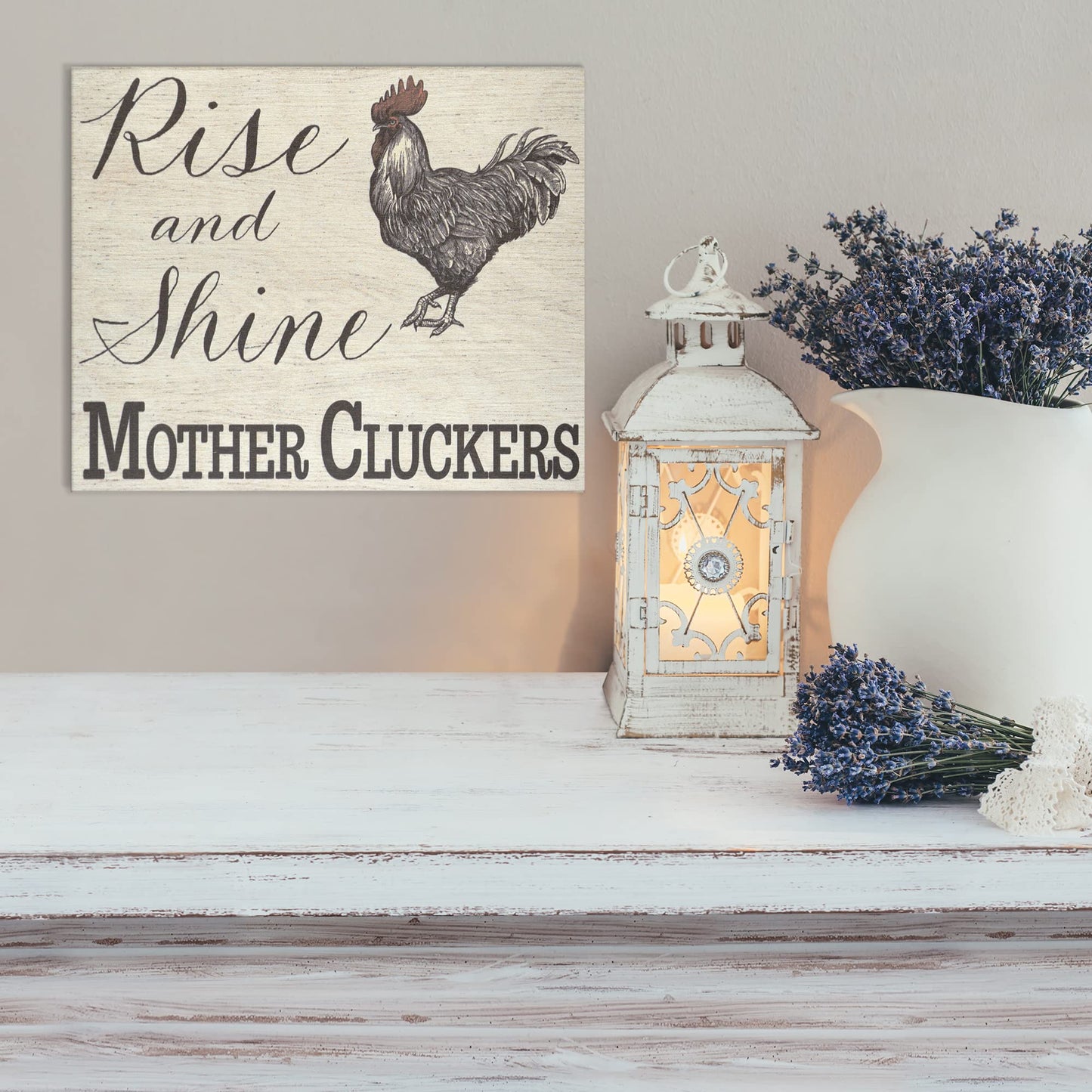 Funny Rise And Shine Mother Cluckers Wood Sign