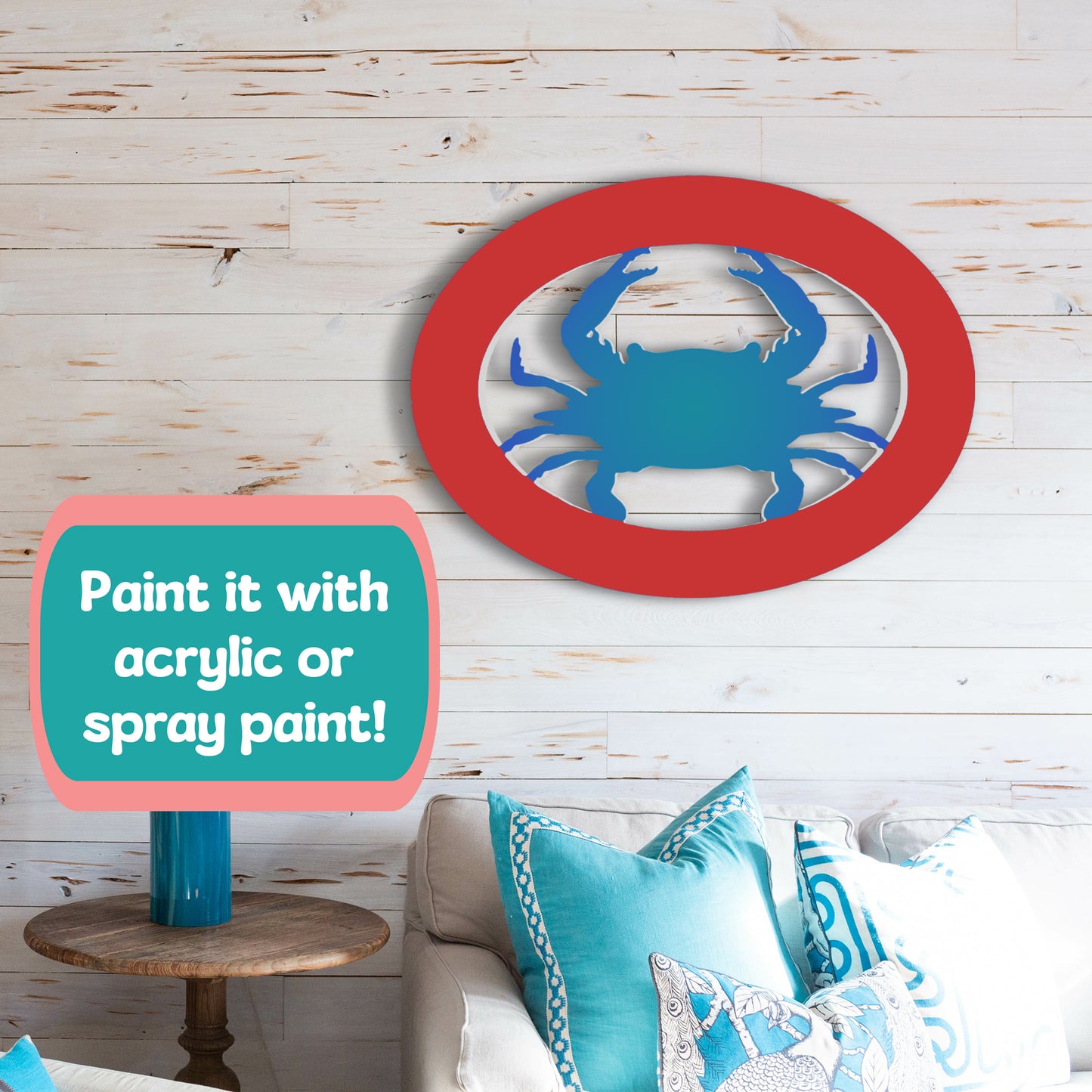 Outdoor Oval Crab Wall Sign, 2 Foot