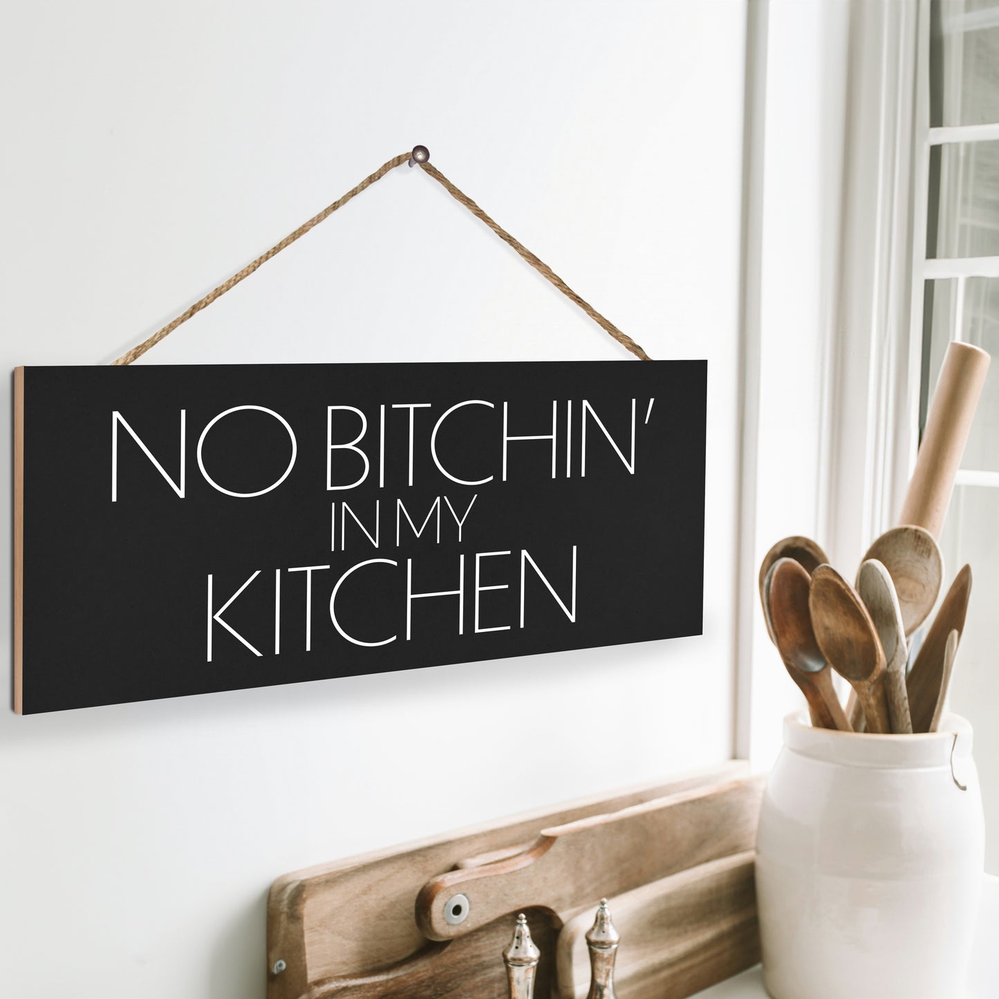 JennyGems No Bitchin in My Kitchen Funny Kitchen Signs, Farmhouse Kitchen Decor, Made in USA