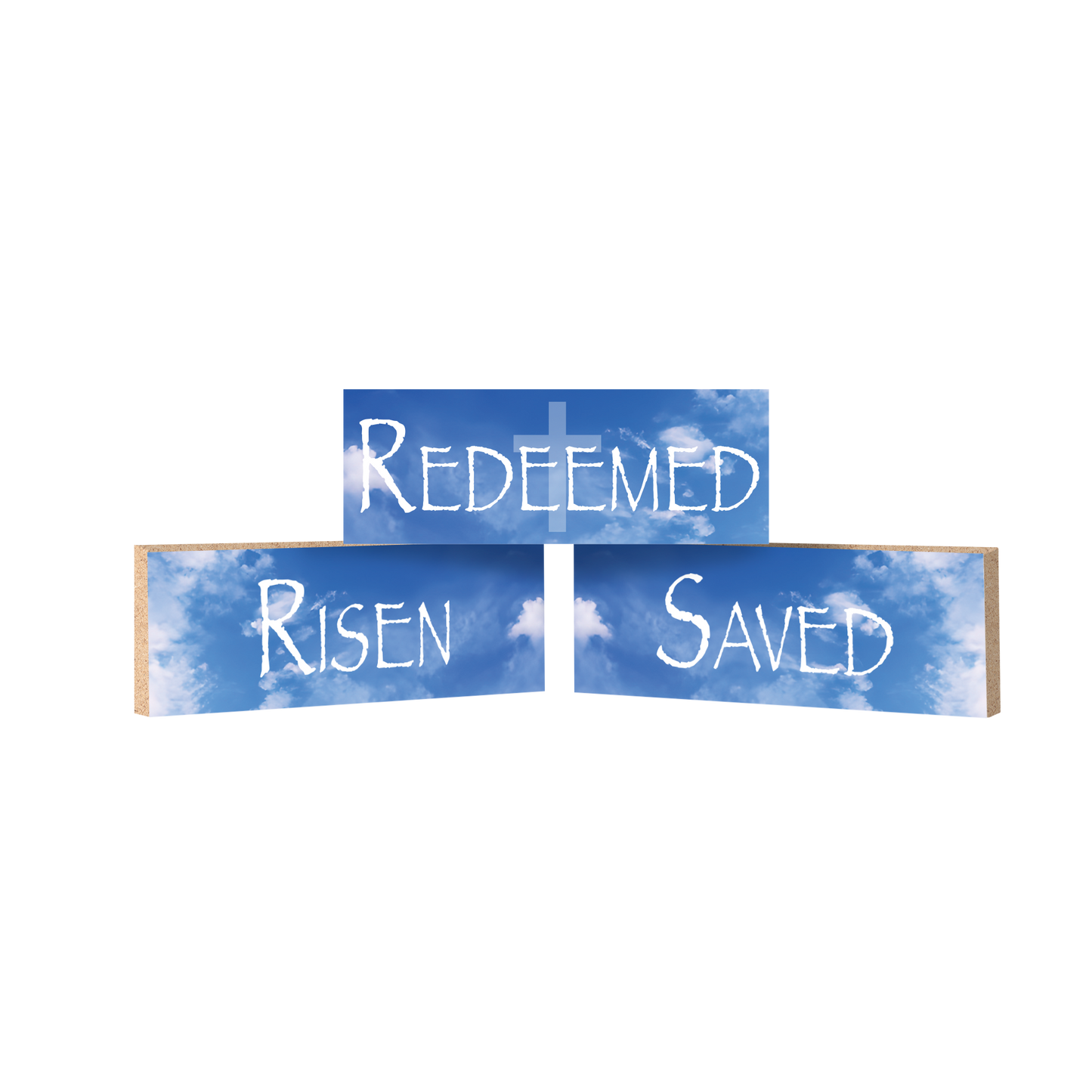Christian Tiered Tray Decor, Redeemed Risen Saved Blocks, Faith Home Decor, Religious Shelf Decor, Inspirational Christian Gift