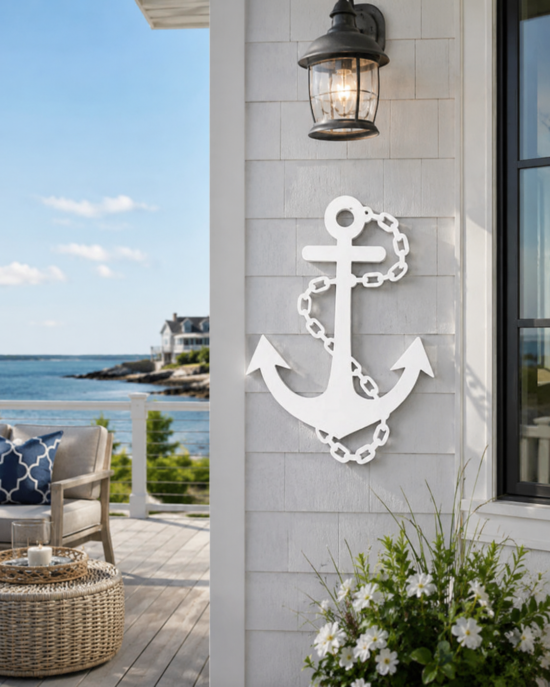 Nautical Anchor Wall Decor – Weatherproof PVC Outdoor Sign, Coastal Beach House Decor