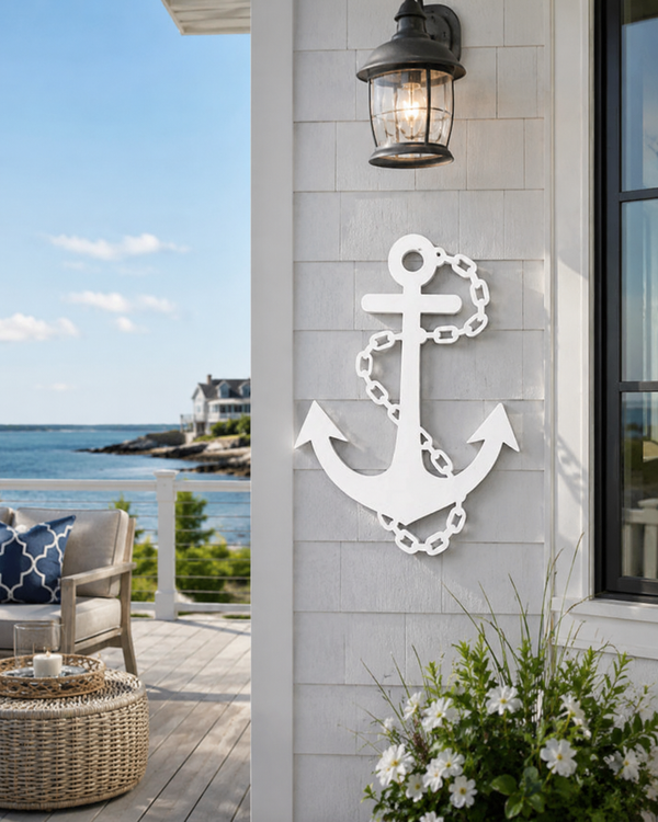 Nautical Anchor Wall Decor – Weatherproof PVC Outdoor Sign, Coastal Beach House Decor