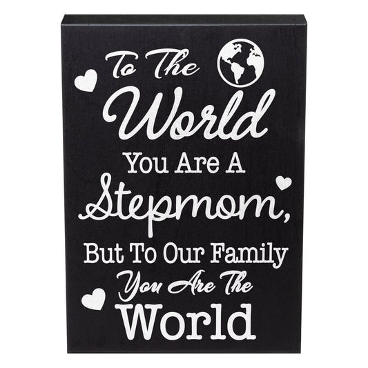 JennyGems Stepmom Gifts Sign Decor Plaque, Gifts for Stepmom, Mother's Day Gifts, Stepmother Gift, Meaningful Step Mom Decor, Bonus Mom Gifts, 6x8 Inch Wood Sign, Made in USA