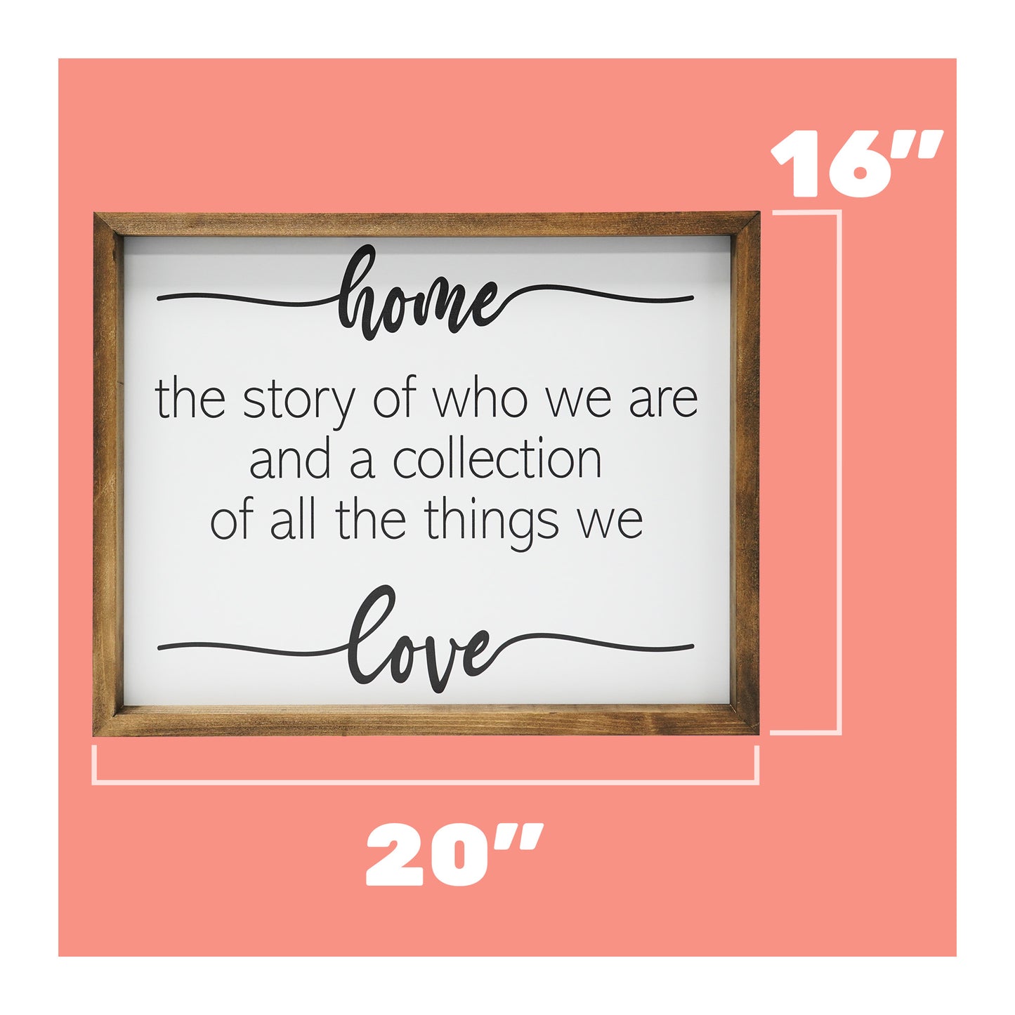 JennyGems Home the Story Of Who We Are and a Collection Of All the Things We Love Framed Wooden Sign, Family Wall Decor, 16 x 20, Farmhouse Love Sign