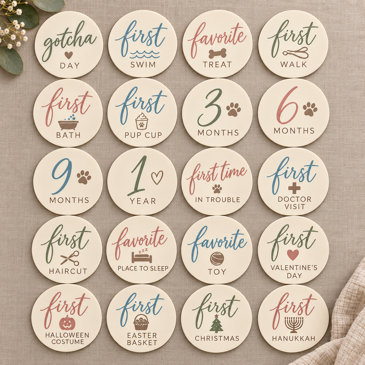 Dog Milestone Markers: Puppy Firsts Photo Prop Set