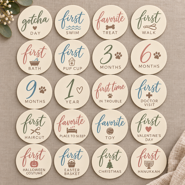 Dog Milestone Markers: Puppy Firsts Photo Prop Set