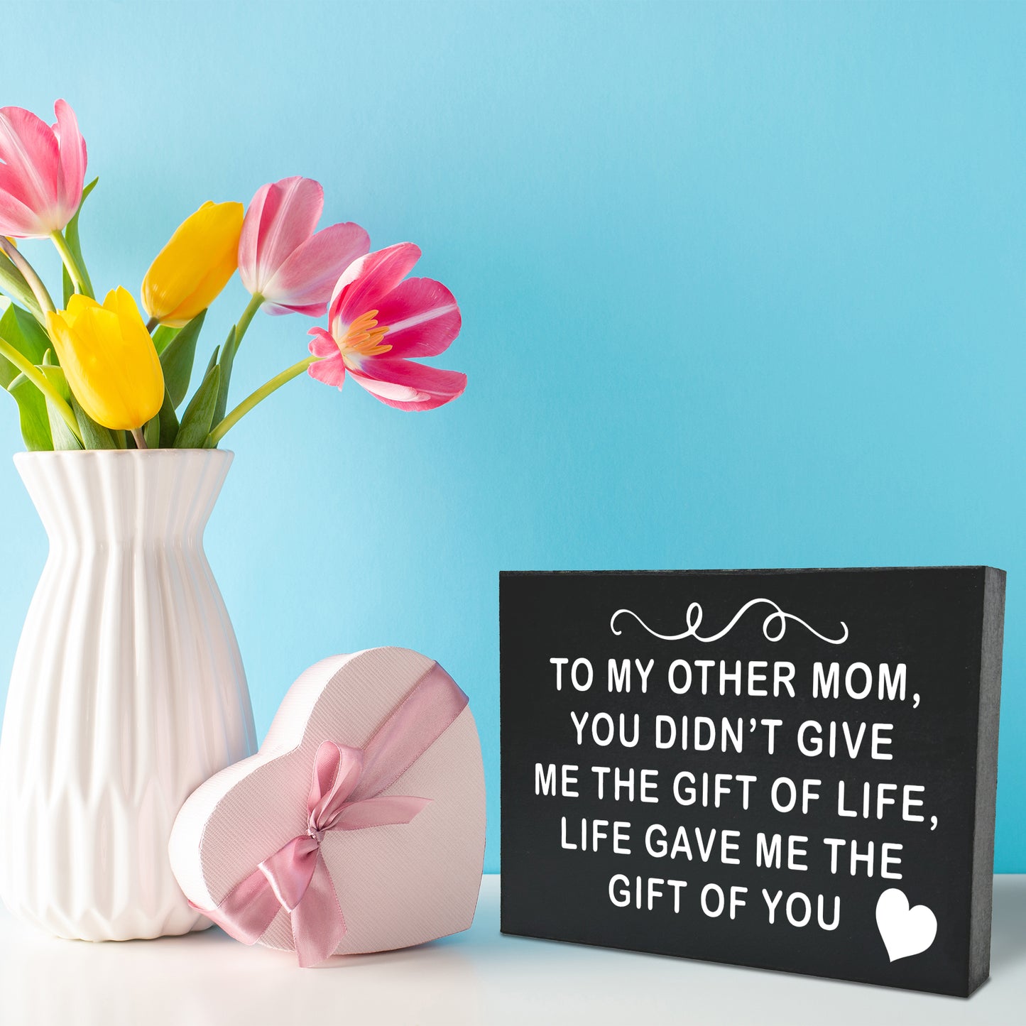 JennyGems To My Other Mom, Life Gave Me the Gift Of You Sign, Bonus Mom Gifts, Stepmom Gifts for Christmas Birthday, Foster Mom Gifts