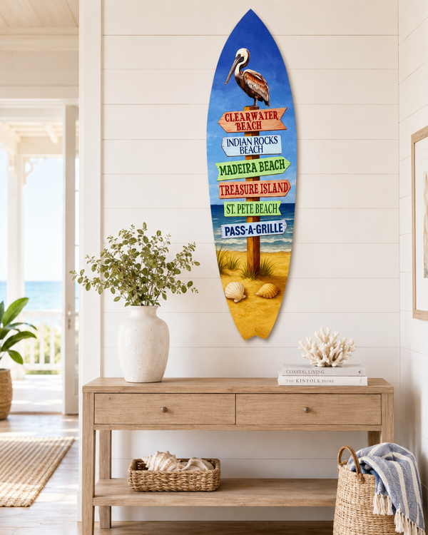 Florida Surfboard Wall Art - Clearwater Beach Coastal Decor