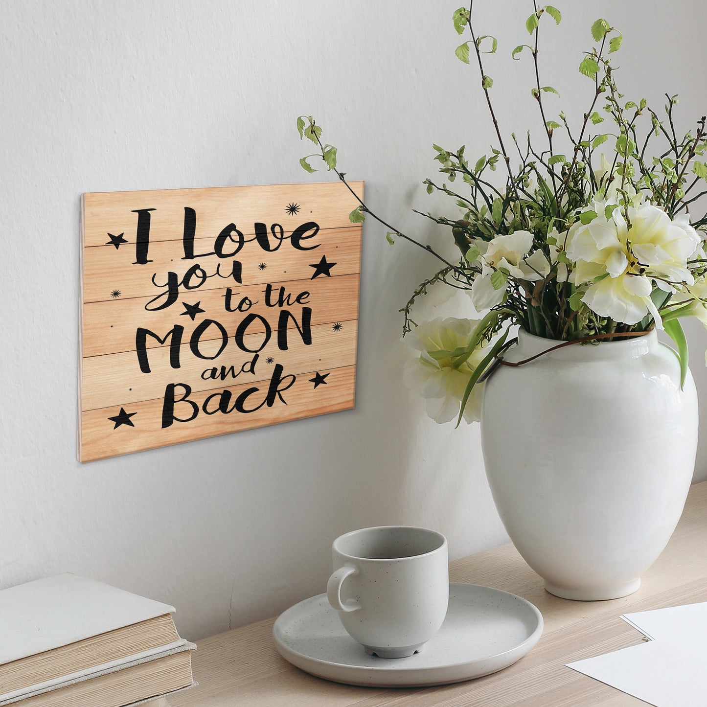 JennyGems I Love You To the Moon and Back Wooden Sign, Home Decor for Anniversary, Gifts for Girlfriend Wife, Farmhouse Wall Art, Made in USA