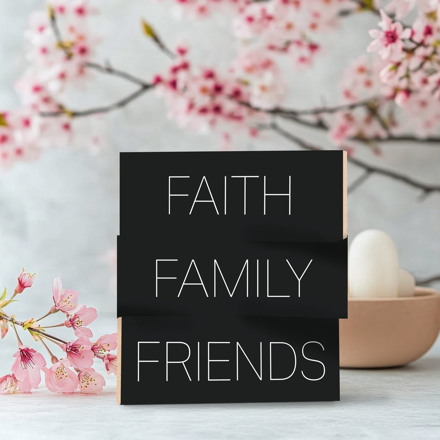 Faith Family Friends 3 Piece Mini Wood Block Set